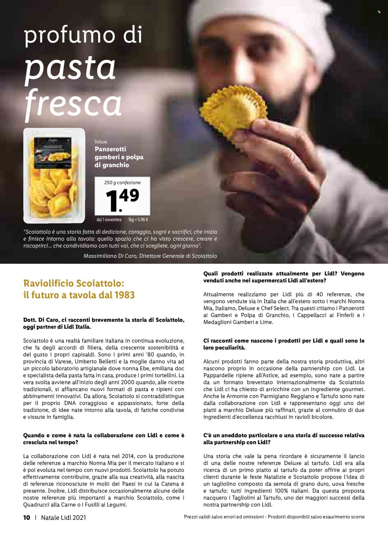 thumbnail - Volantino Lidl - Prodotti in offerta - granchio, semola di grano duro, ravioli, pasta fresca, tortellini, profumo. Pagina 10.
