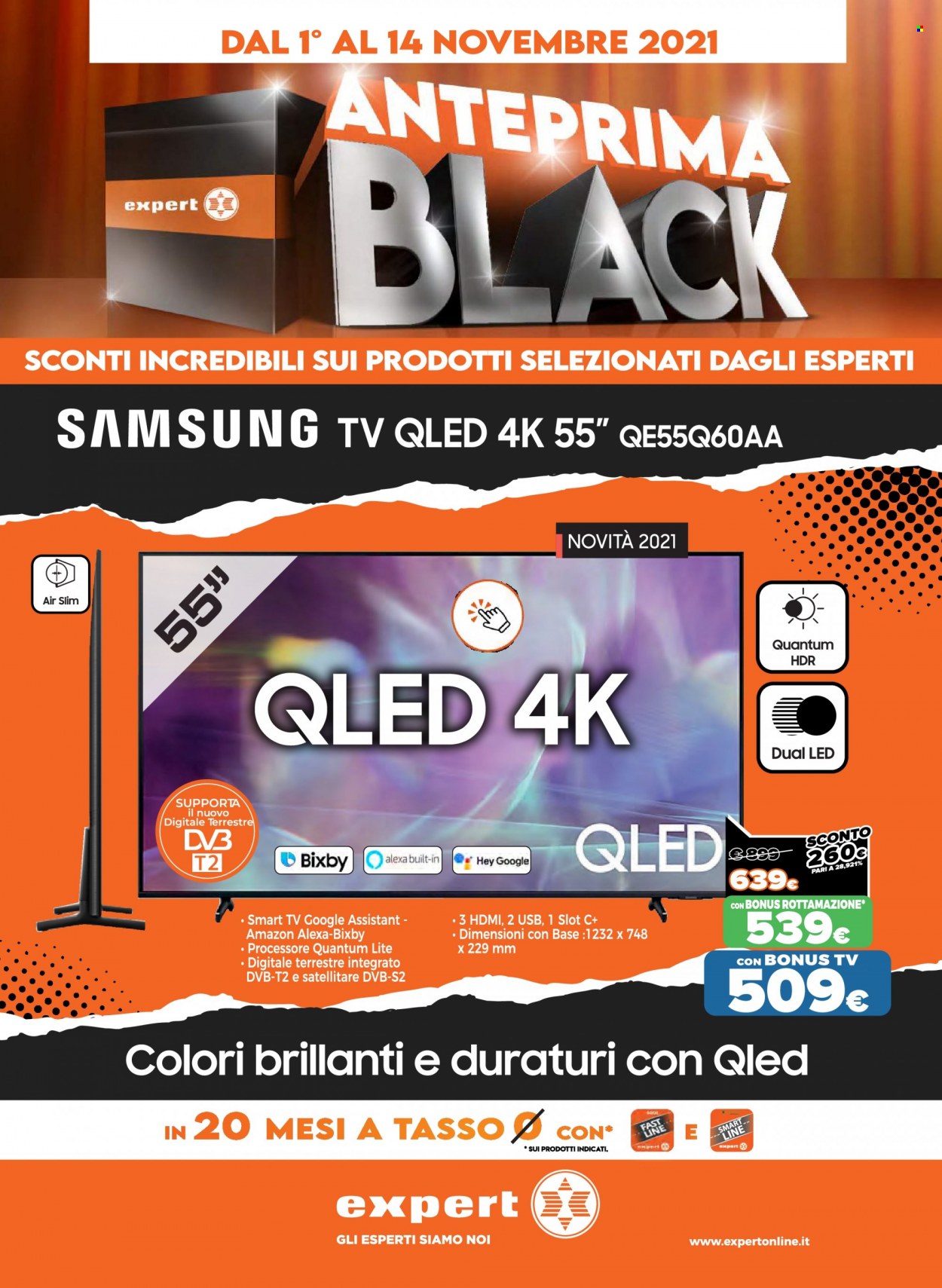 thumbnail - Volantino Expert - 1/11/2021 - 14/11/2021 - Prodotti in offerta - Samsung, Smart TV, televisore. Pagina 1.