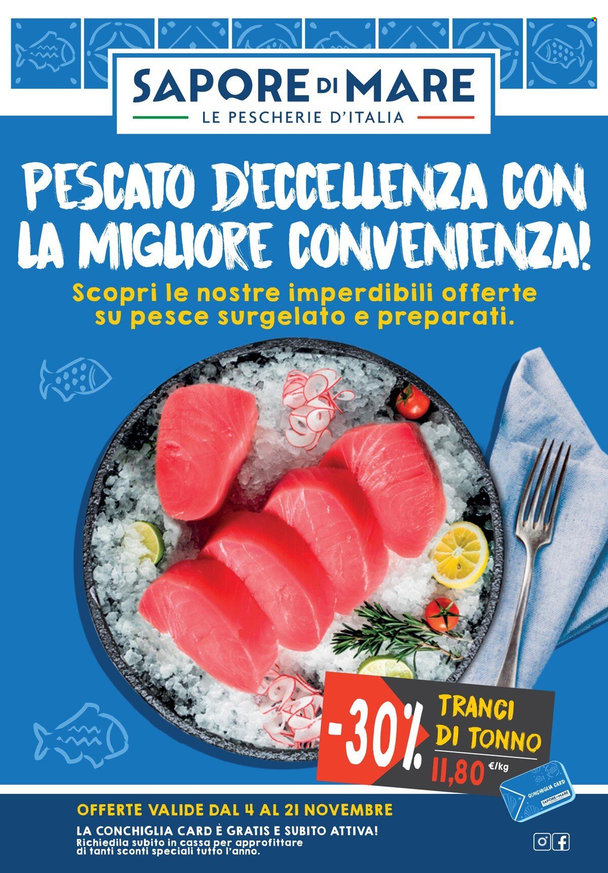 thumbnail - Volantino Sapore di Mare - 4/11/2021 - 21/11/2021 - Prodotti in offerta - pesce, tonno. Pagina 1.