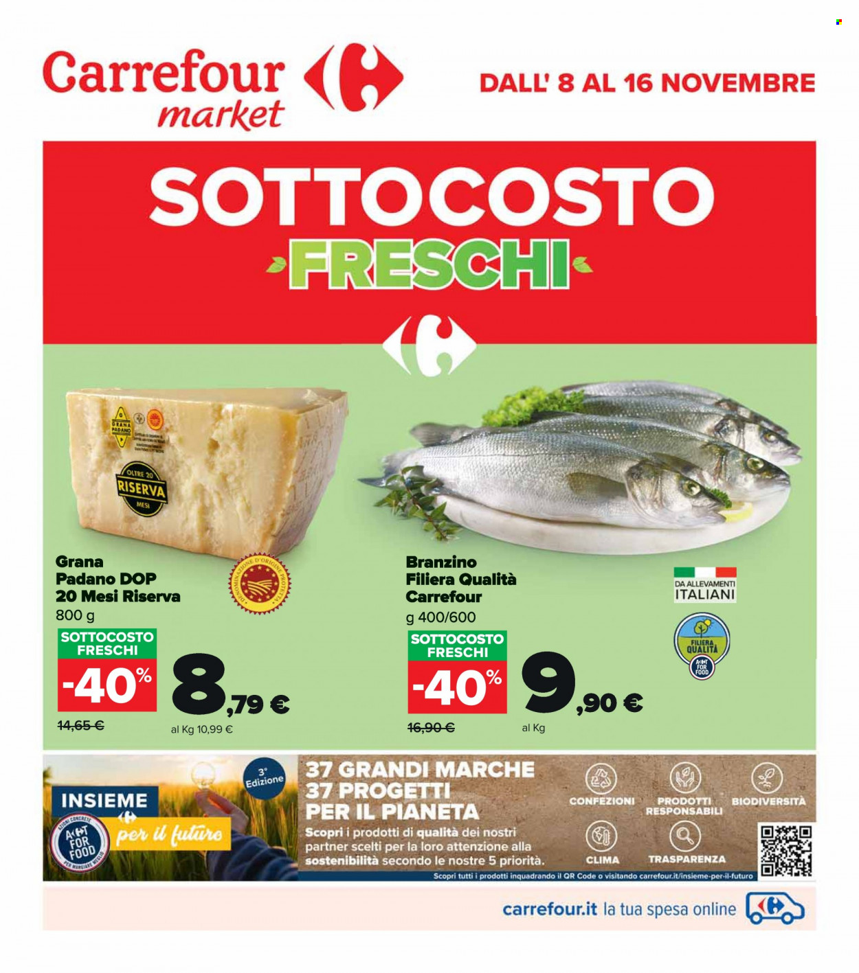 thumbnail - Volantino Carrefour - 8/11/2021 - 16/11/2021 - Prodotti in offerta - branzino, spigola. Pagina 1.