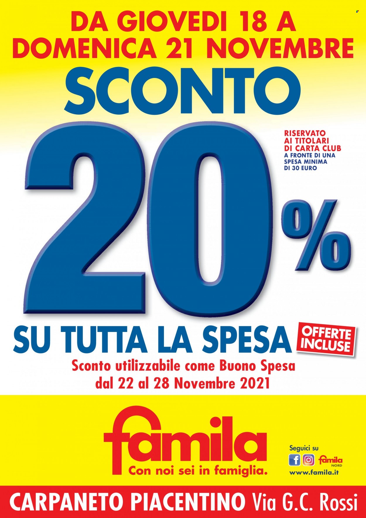 Volantino Famila - 18/11/2021 - 21/11/2021. Pagina 1