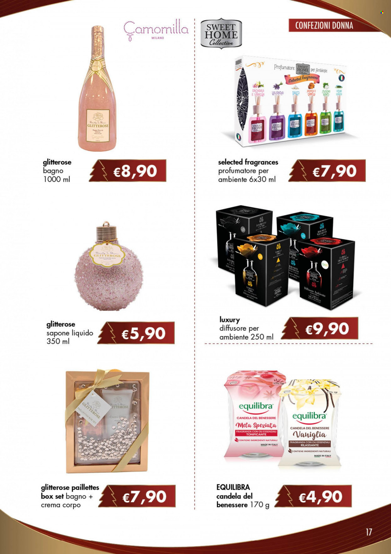 thumbnail - Volantino Acqua & Sapone - 18/11/2021 - 31/12/2021 - Prodotti in offerta - Equilibra, crema corpo, sapone, sapone liquido, candela, diffusore, profumatore. Pagina 17.