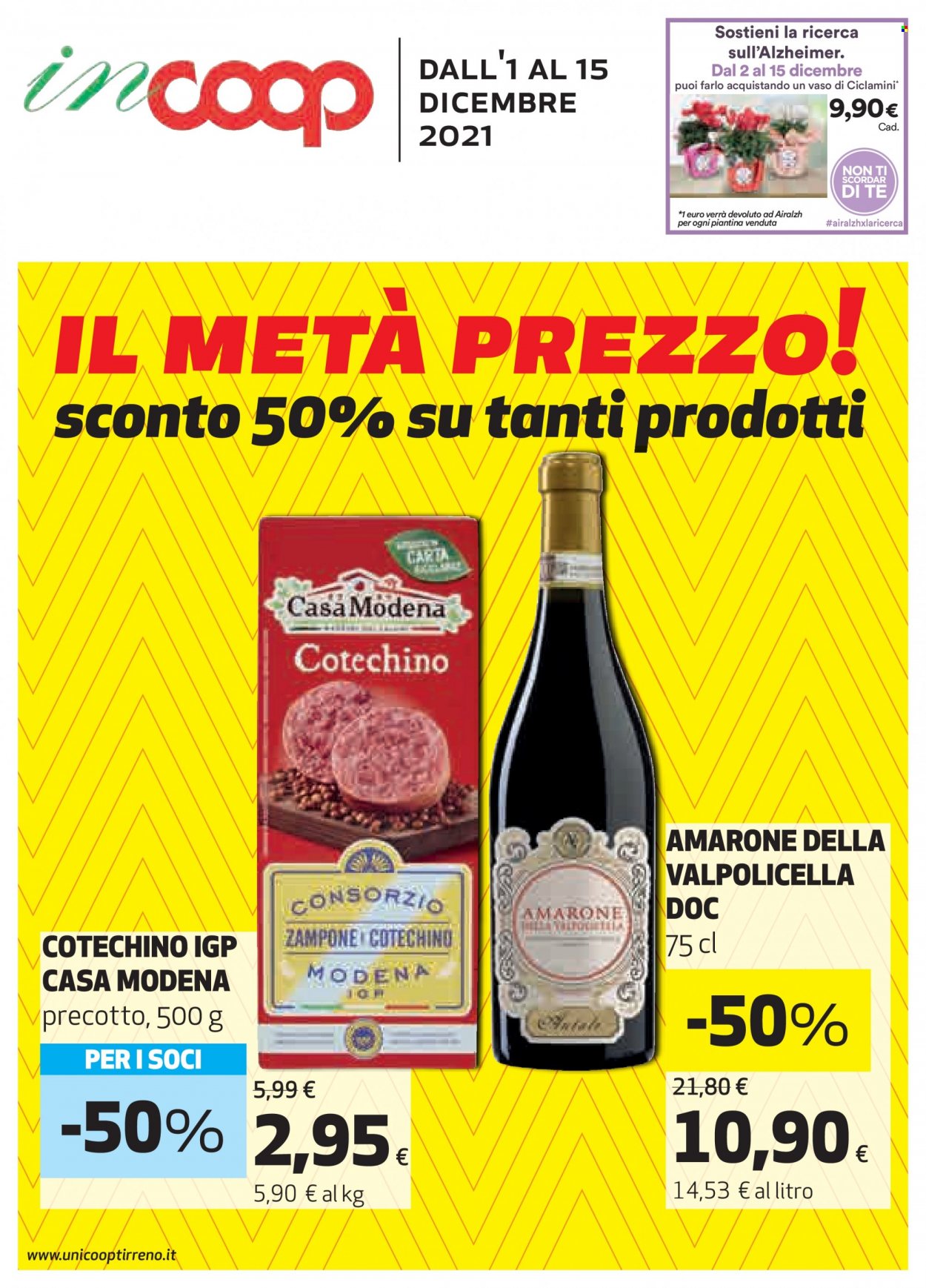 thumbnail - Volantino Coop - 1/12/2021 - 15/12/2021 - Prodotti in offerta - cotechino, zampone, Amarone della Valpolicella, vino rosso, Valpolicella, vino, ciclamino. Pagina 1.