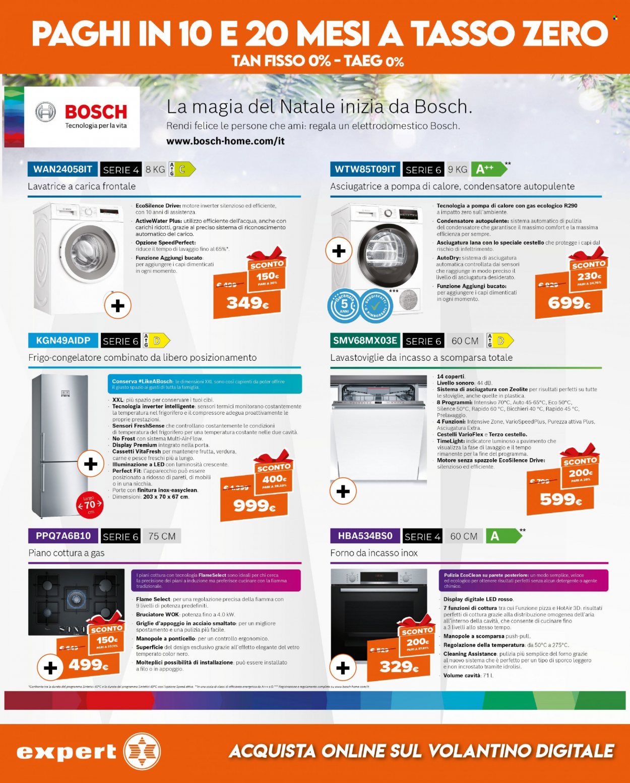thumbnail - Volantino Expert - 30/11/2021 - 12/12/2021 - Prodotti in offerta - Bosch, frigorifero, congelatore, lavastoviglie da incasso, piano cottura, asciugatrice. Pagina 19.