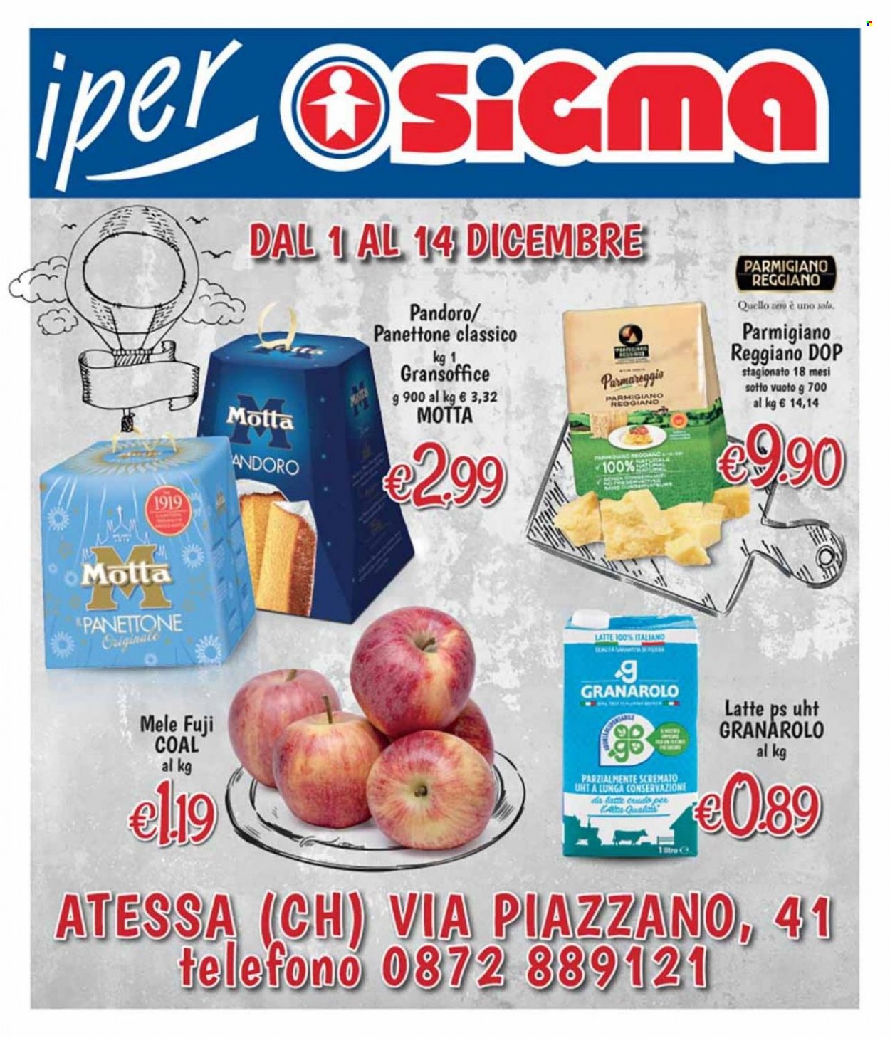thumbnail - Volantino Sigma - 1/12/2021 - 14/12/2021 - Prodotti in offerta - pandoro, panettone, Motta, Granarolo, formaggio, parmigiano, Parmareggio. Pagina 1.
