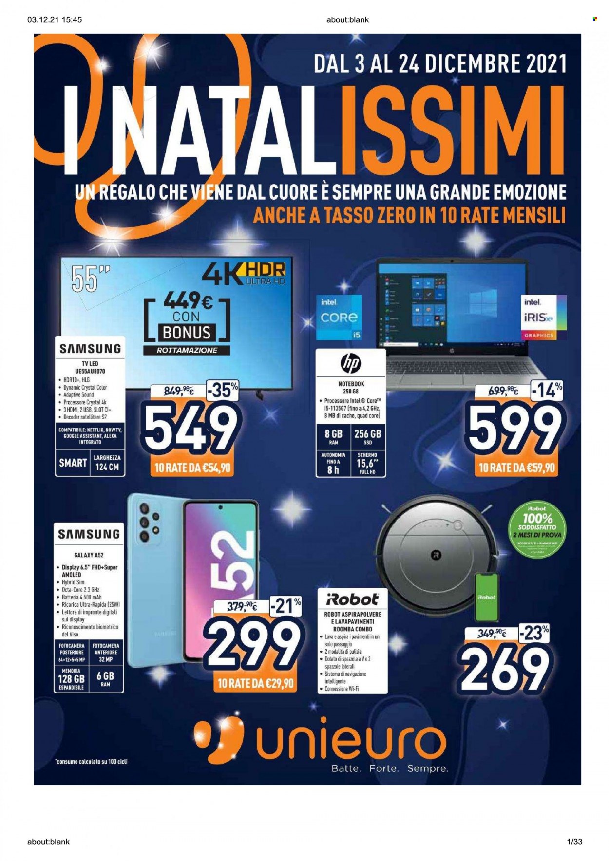 Volantino Unieuro - 3/12/2021 - 24/12/2021. Pagina 1