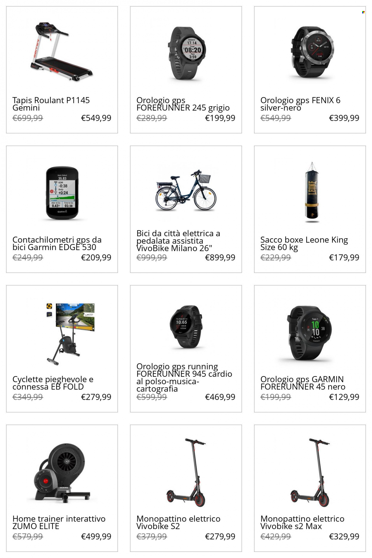 thumbnail - Volantino Decathlon - Prodotti in offerta - orologio, orologio GPS, Garmin, Garmin Forerunner, tapis roulant, cyclette, bicicletta, monopattino. Pagina 1.