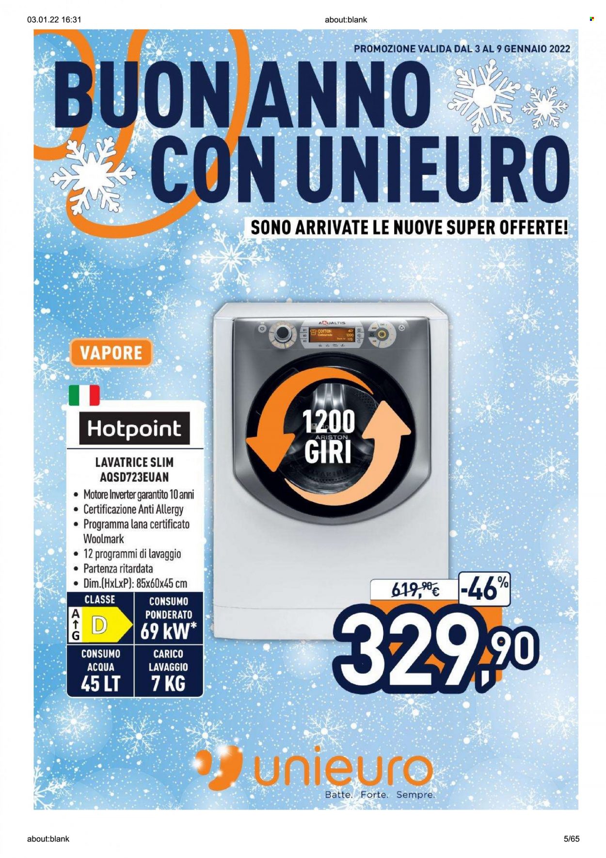 Volantino Unieuro - 3/1/2022 - 9/1/2022. Pagina 5