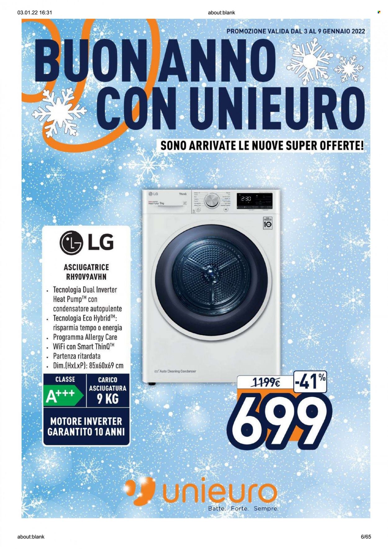 Volantino Unieuro - 3/1/2022 - 9/1/2022. Pagina 6