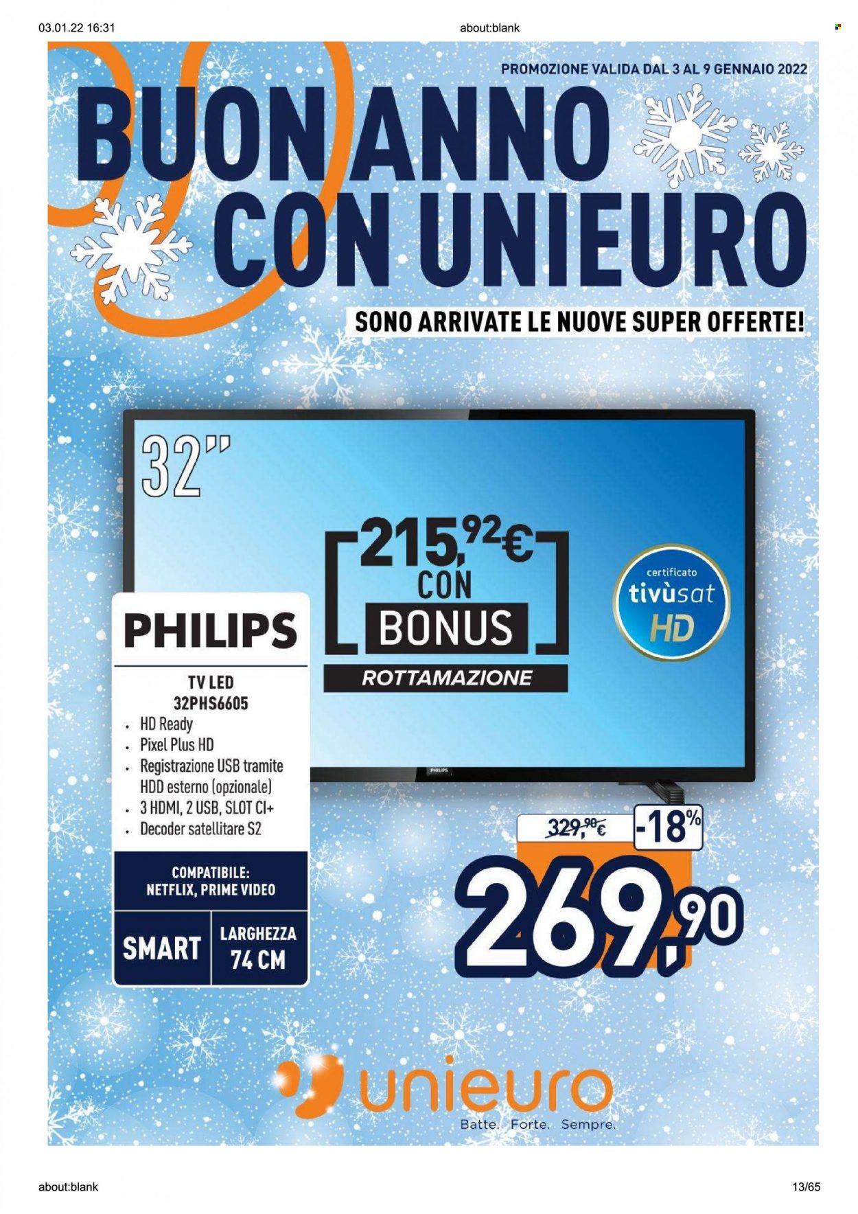 Volantino Unieuro - 3/1/2022 - 9/1/2022. Pagina 13
