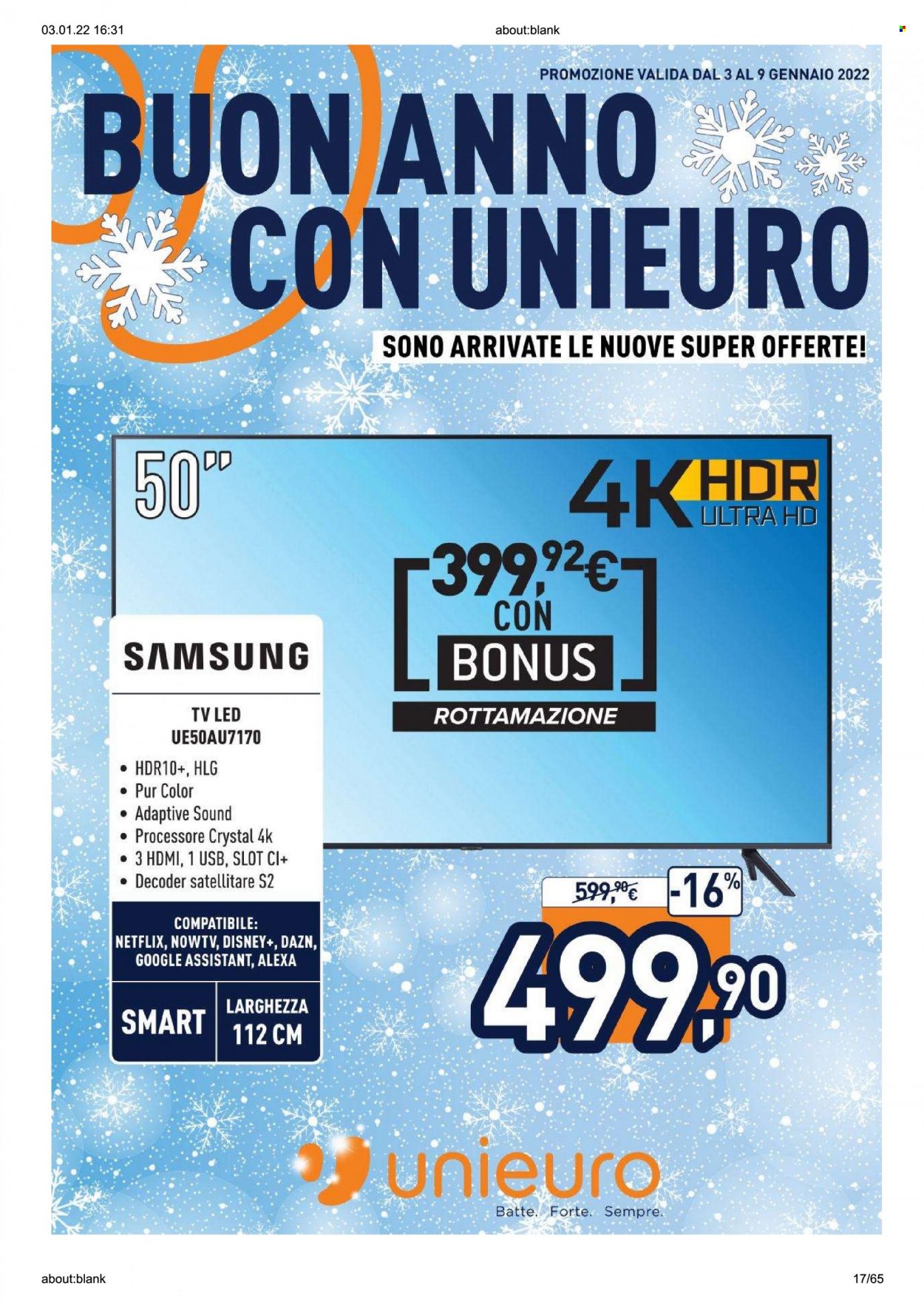 Volantino Unieuro - 3/1/2022 - 9/1/2022. Pagina 17