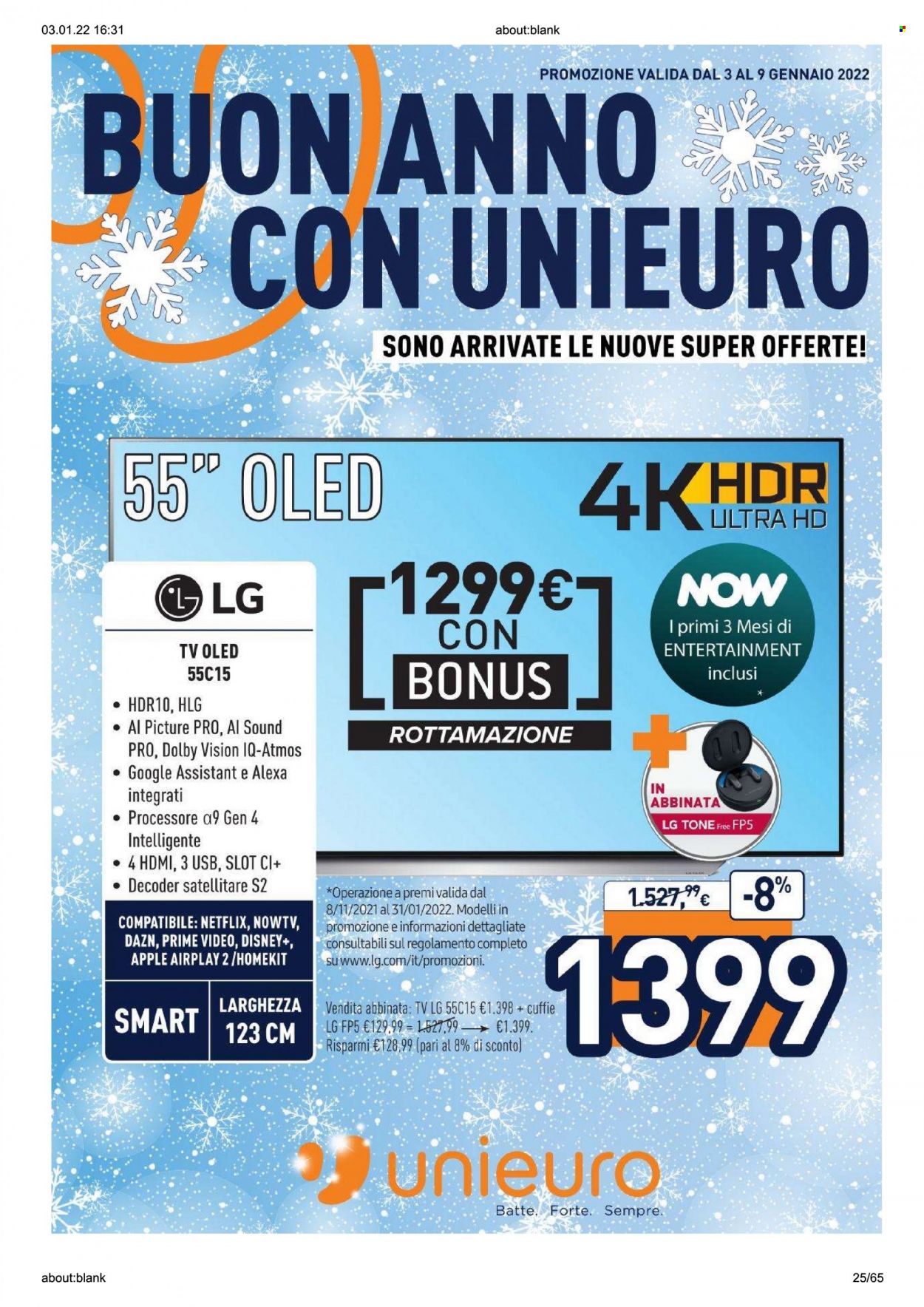 Volantino Unieuro - 3/1/2022 - 9/1/2022. Pagina 25