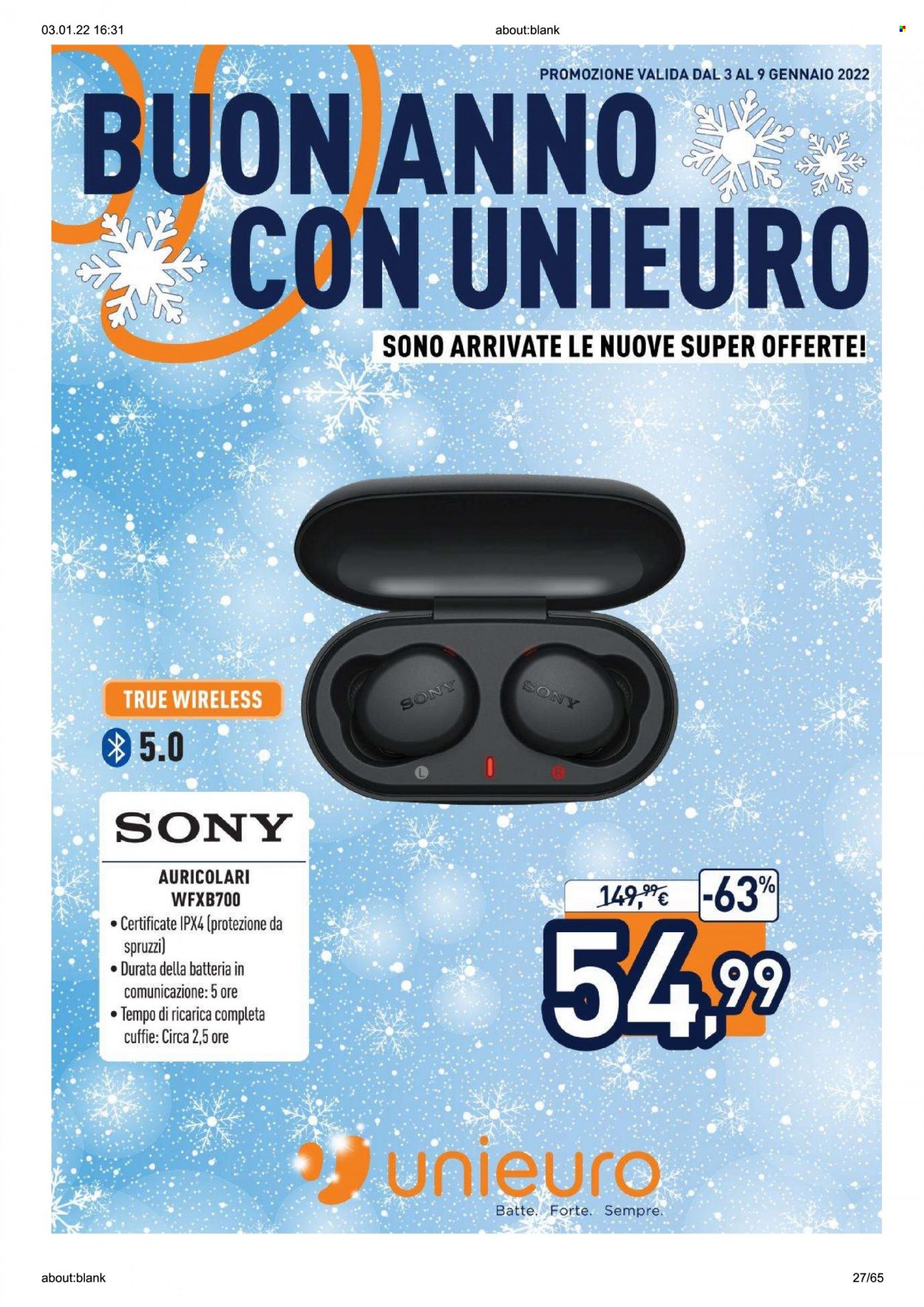 Volantino Unieuro - 3/1/2022 - 9/1/2022. Pagina 27