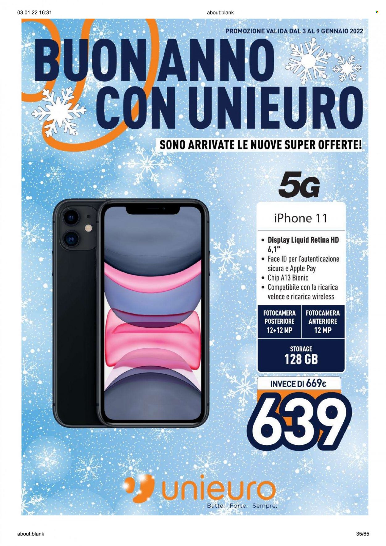 Volantino Unieuro - 3/1/2022 - 9/1/2022. Pagina 35