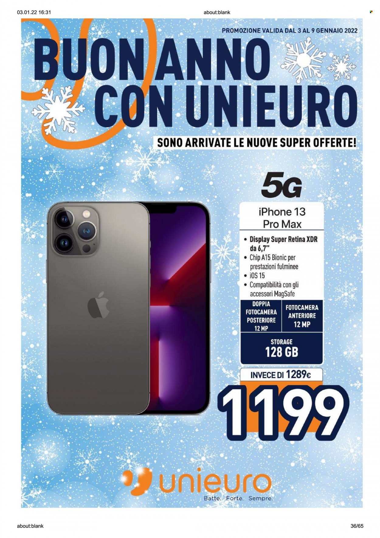 Volantino Unieuro - 3/1/2022 - 9/1/2022. Pagina 36