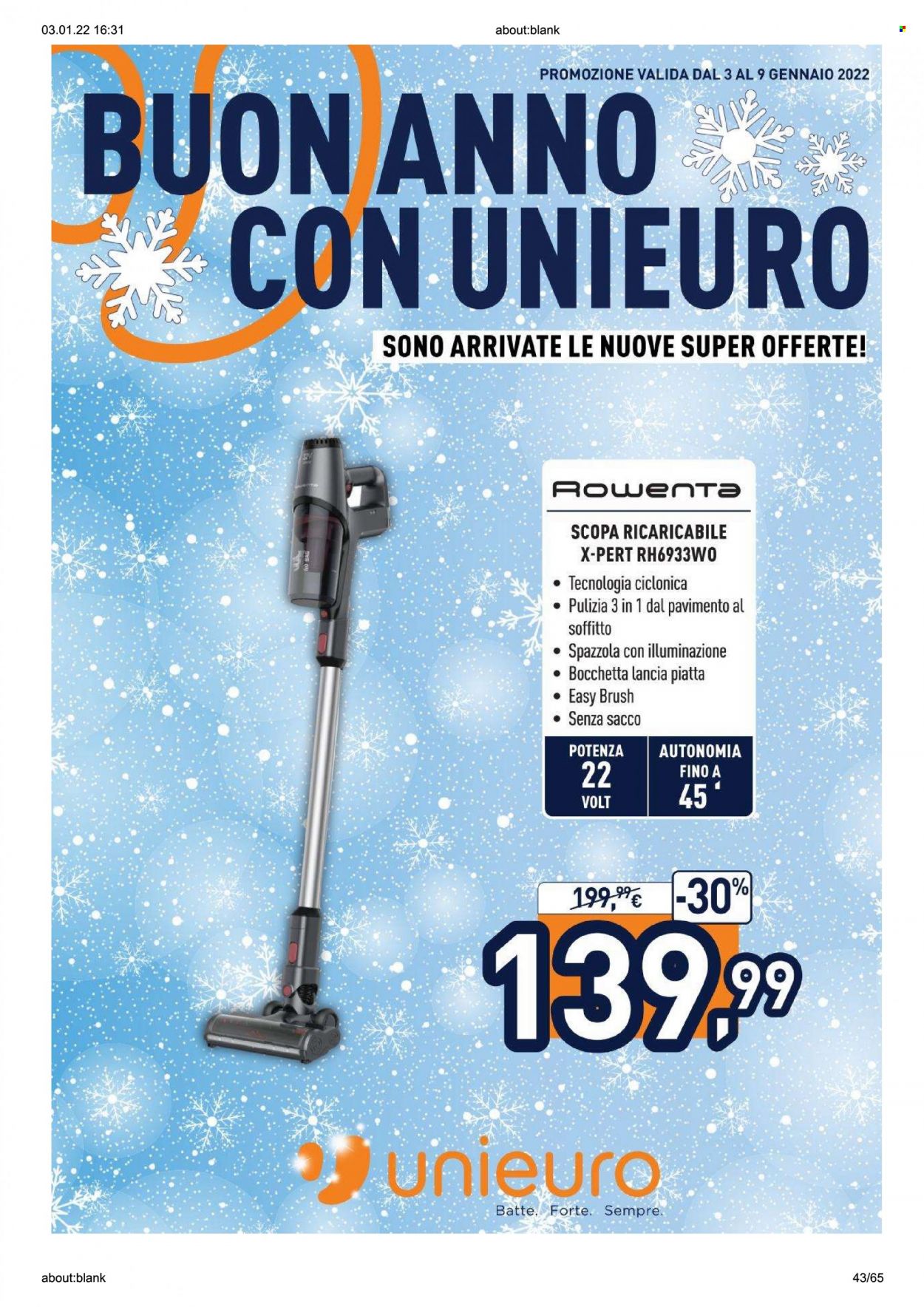 Volantino Unieuro - 3/1/2022 - 9/1/2022. Pagina 43