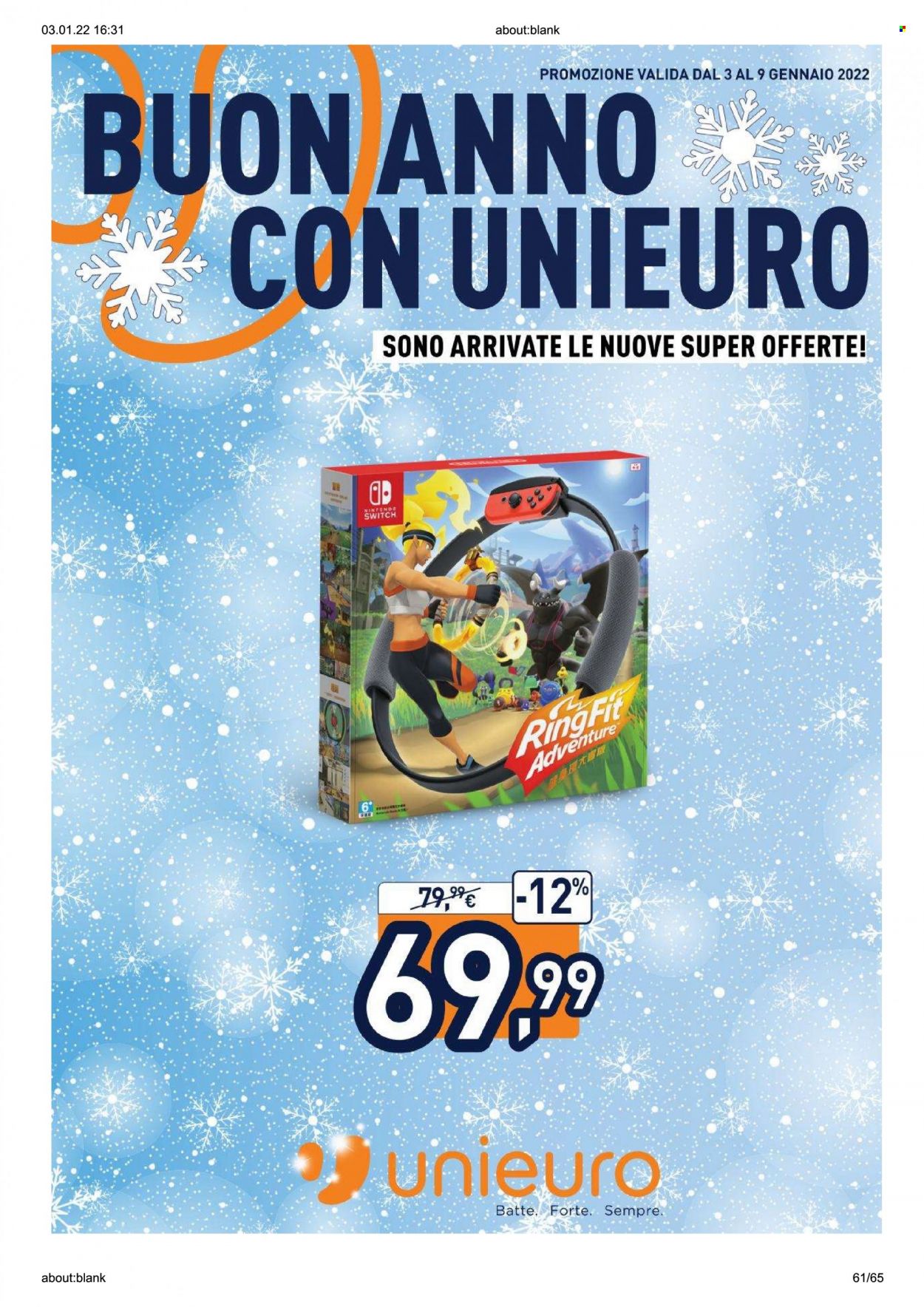 Volantino Unieuro - 3/1/2022 - 9/1/2022. Pagina 61