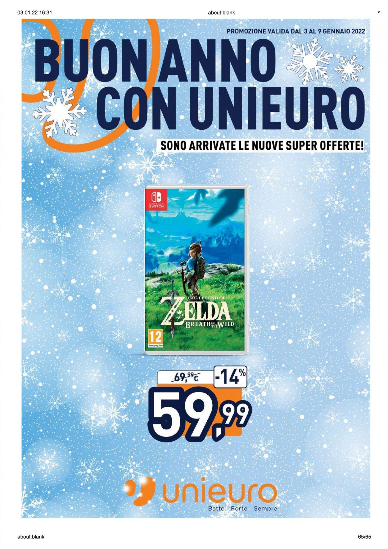 Volantino Unieuro - 3/1/2022 - 9/1/2022. Pagina 65