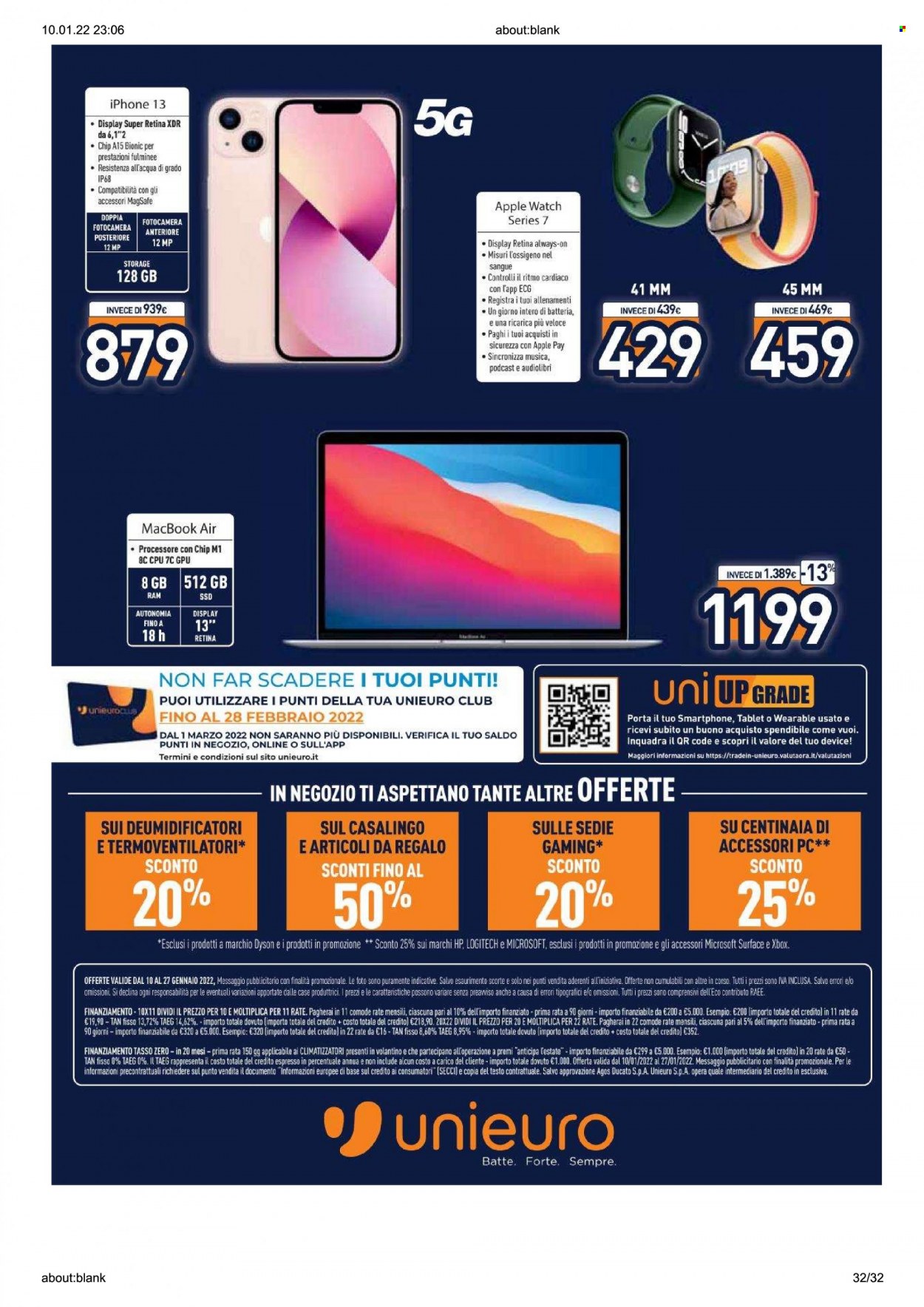 Volantino Unieuro - 10/1/2022 - 27/1/2022. Pagina 32