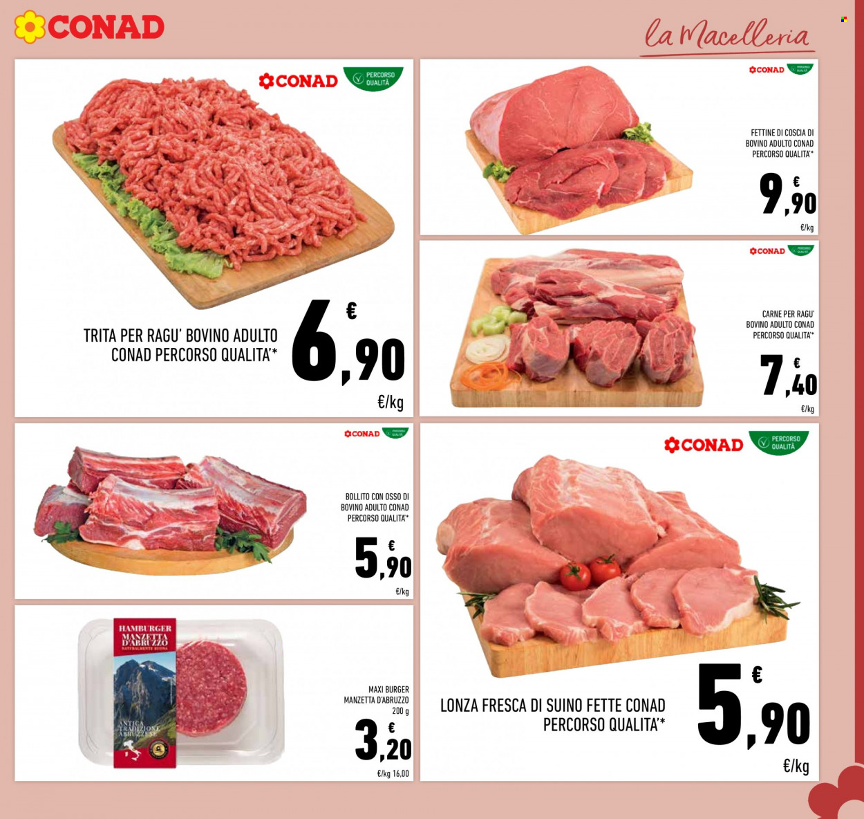 thumbnail - Volantino Conad - 14/1/2022 - 27/1/2022 - Prodotti in offerta - manzo, carne per ragù, hamburger, suino, ragù. Pagina 13.