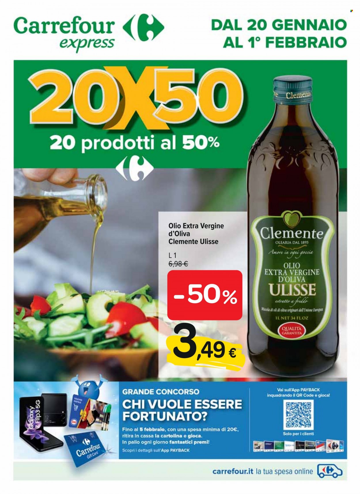 thumbnail - Volantino Carrefour - 20/1/2022 - 1/2/2022 - Prodotti in offerta - olio, olio extra vergine di oliva, gioco. Pagina 1.