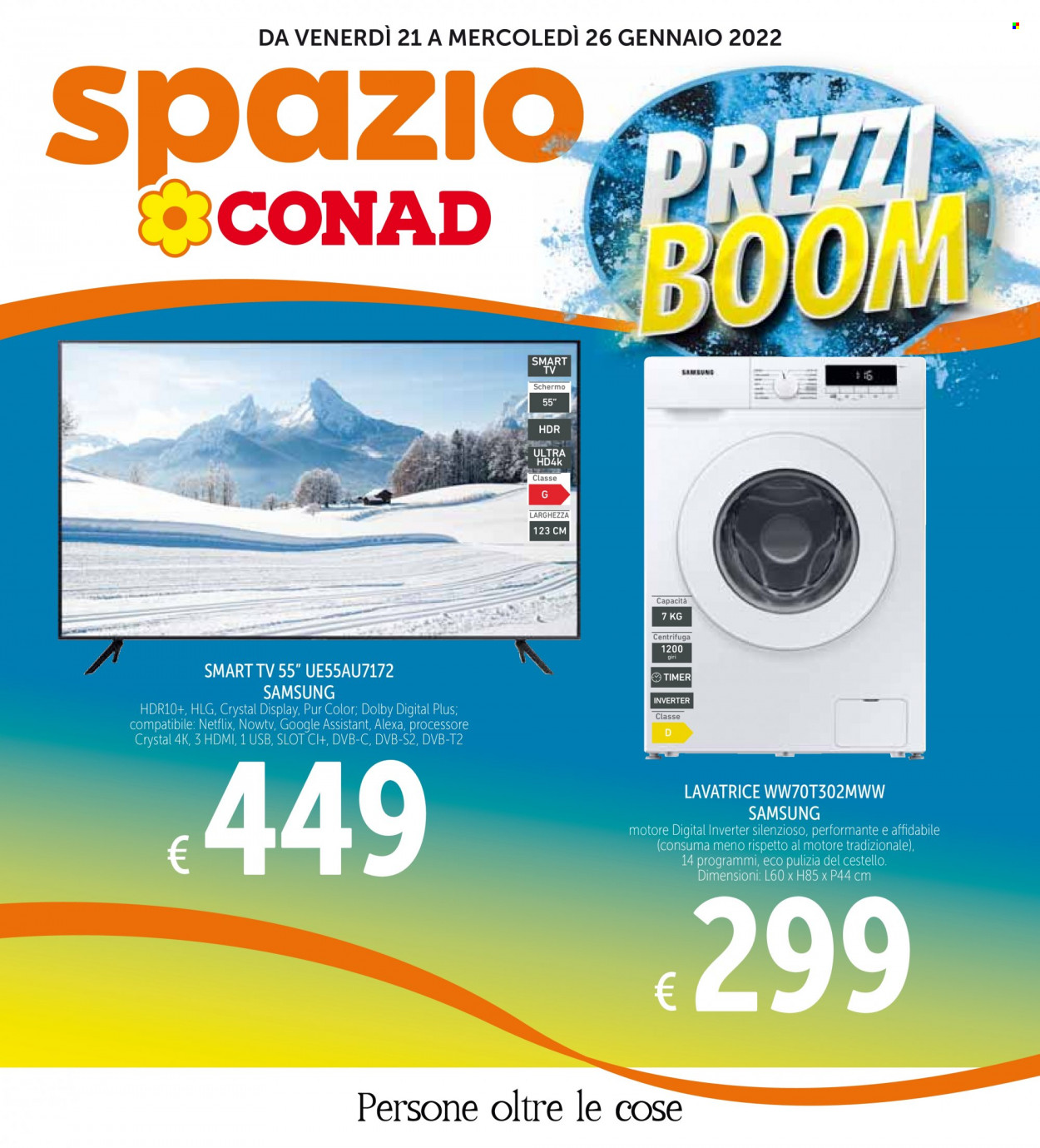 thumbnail - Volantino Conad - 21/1/2022 - 26/1/2022 - Prodotti in offerta - Samsung, Smart TV, televisore, lavatrice. Pagina 1.