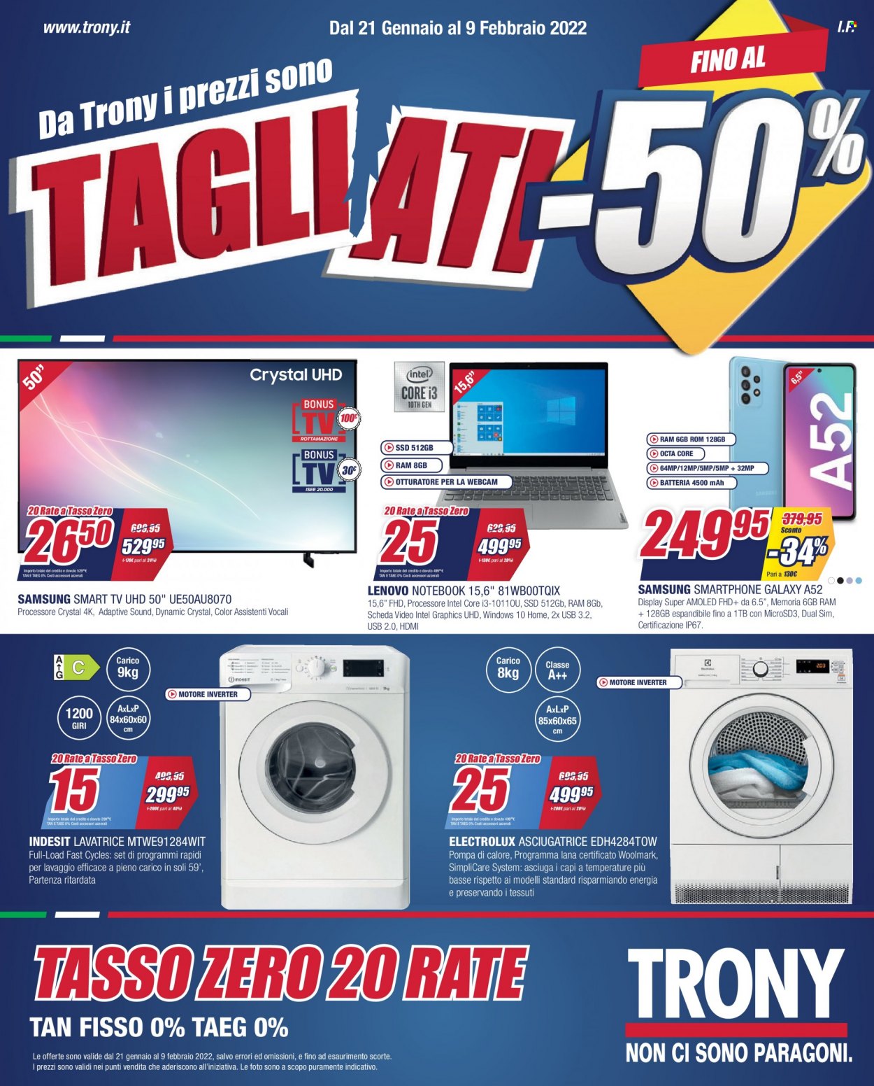 Volantino Trony - 21/1/2022 - 9/2/2022. Pagina 1