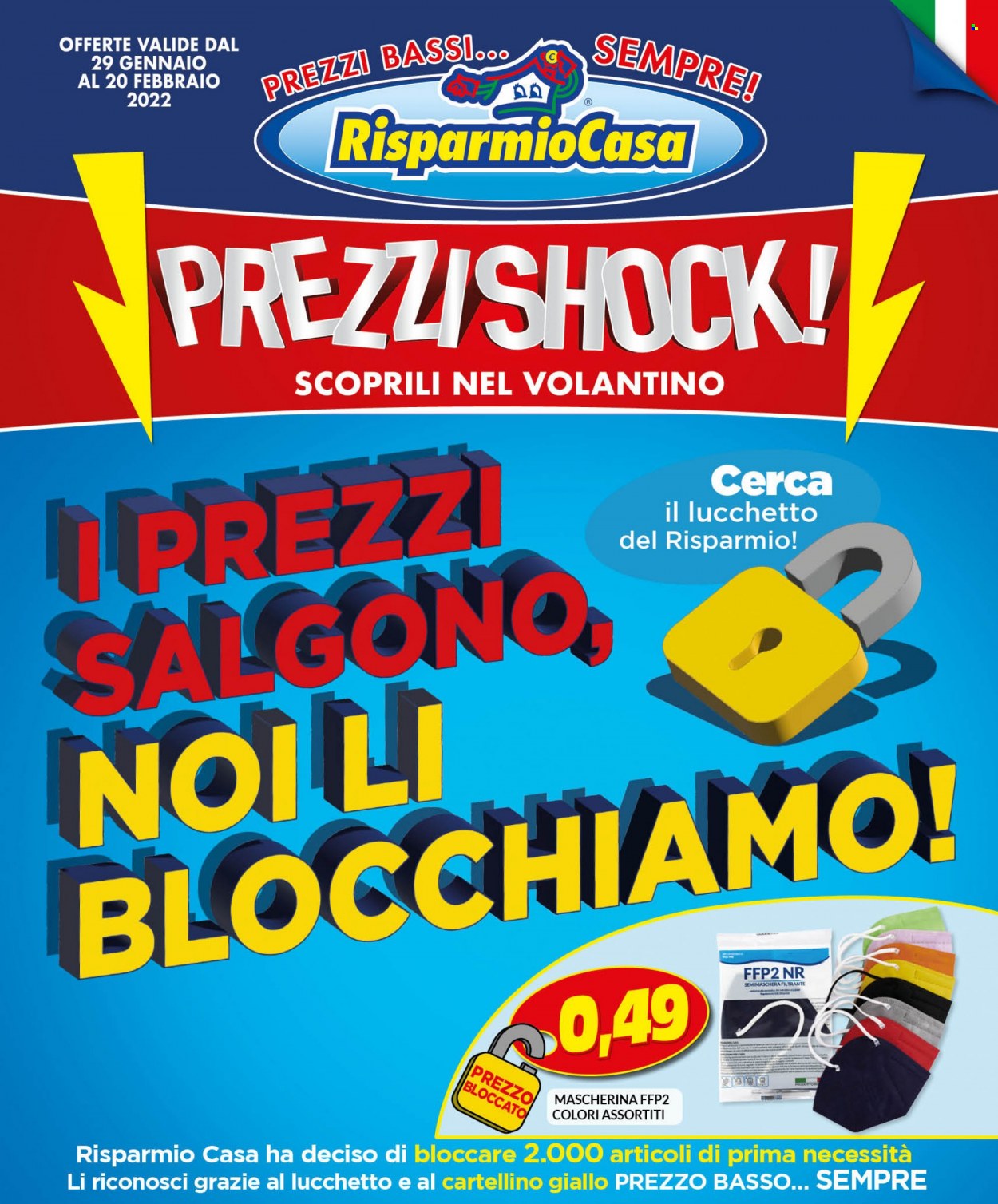 thumbnail - Volantino Risparmio Casa - 29/1/2022 - 20/2/2022 - Prodotti in offerta - mascherina, mascherina FFP2. Pagina 1.