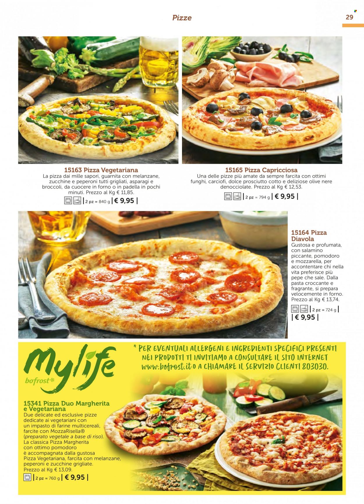 thumbnail - Volantino Bofrost - Prodotti in offerta - zucchine grigliate, pizza, pizza Margherita. Pagina 29.