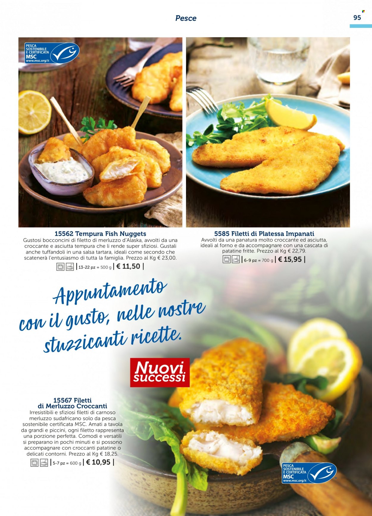 thumbnail - Volantino Bofrost - Prodotti in offerta - filetti di merluzzo, filetti di platessa, pesce, merluzzo, platessa, filetti di platessa impanati, nuggets, patatine. Pagina 95.