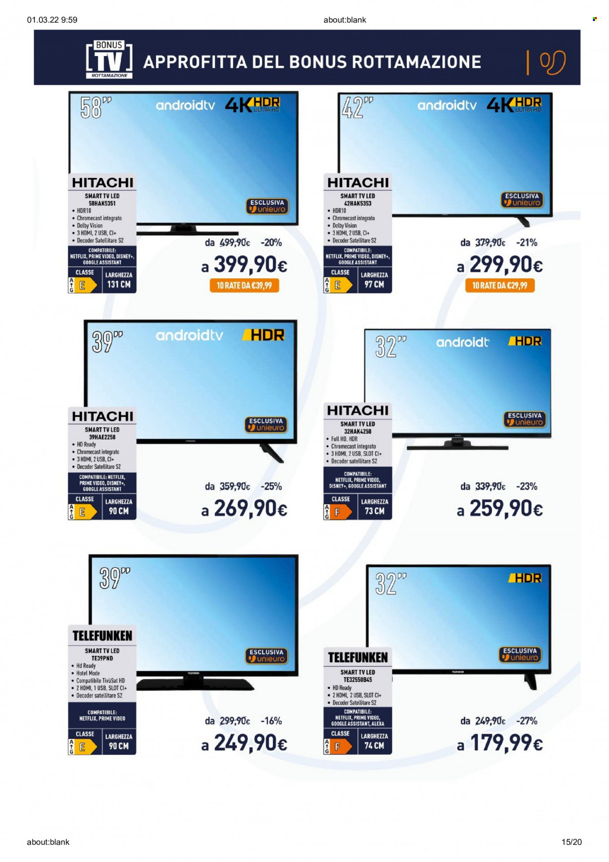 Volantino Unieuro - 1/3/2022 - 13/3/2022. Pagina 15