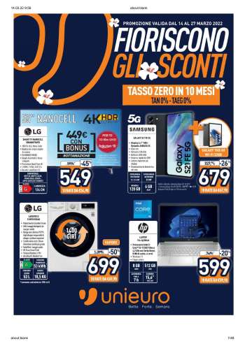 Volantino Unieuro - 14/3/2022 - 27/3/2022.