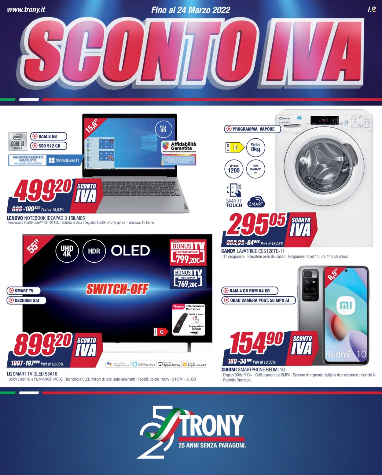 Volantino Trony - 16/3/2022 - 24/3/2022. Pagina 1