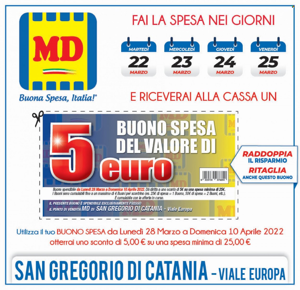 Volantino MD Discount - 22/3/2022 - 27/3/2022. Pagina 1