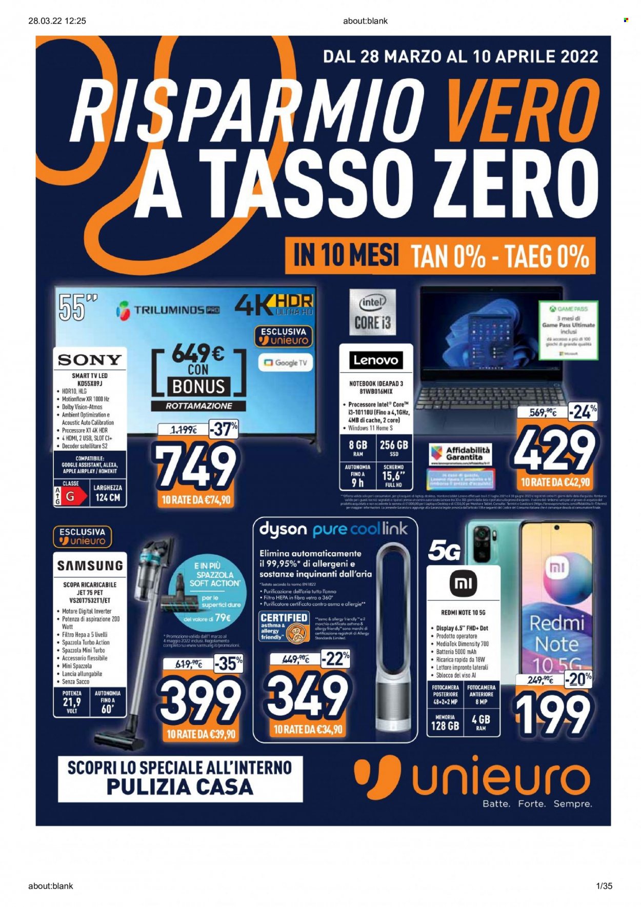 Volantino Unieuro - 28/3/2022 - 10/4/2022. Pagina 1