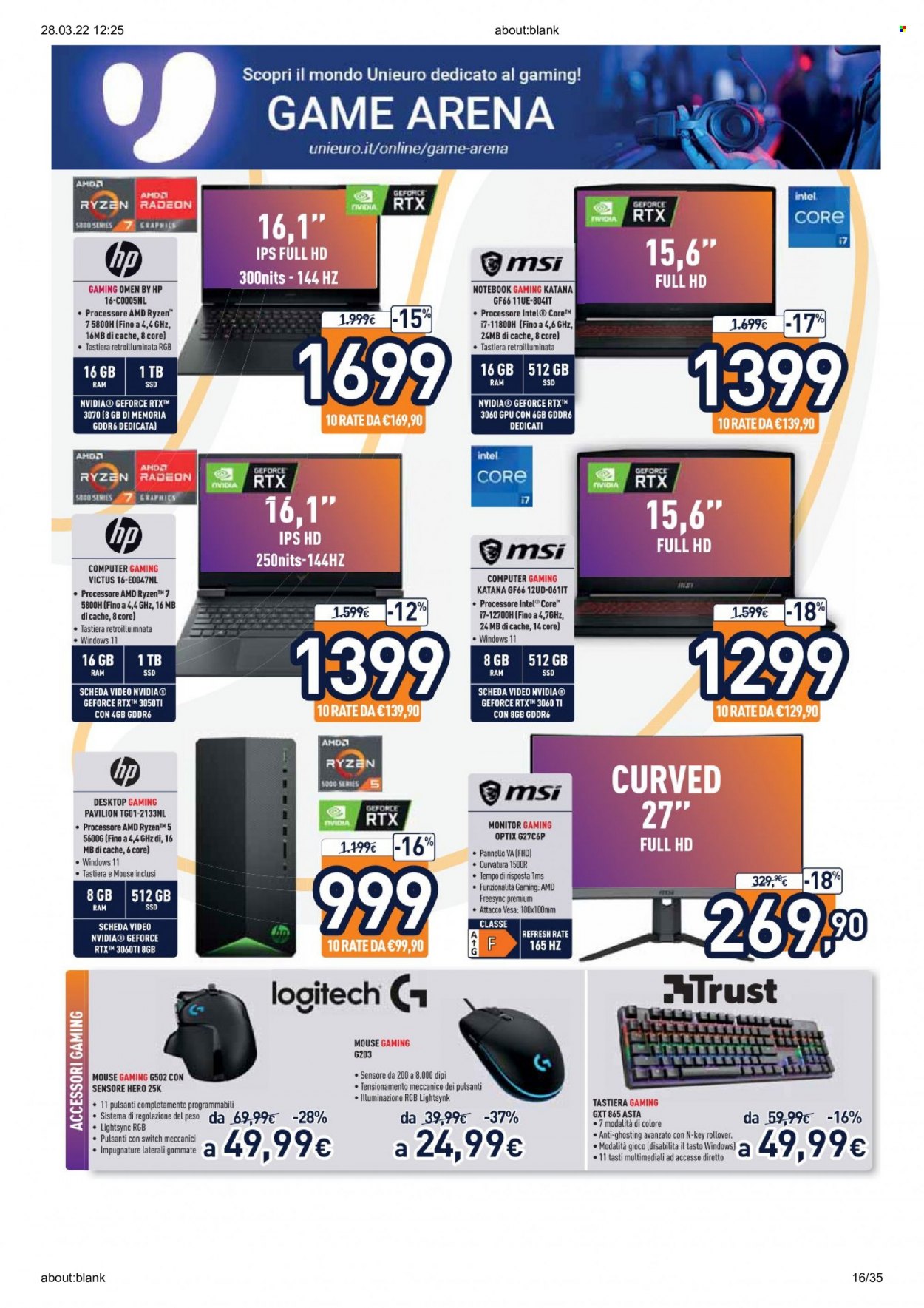 Volantino Unieuro - 28/3/2022 - 10/4/2022. Pagina 16