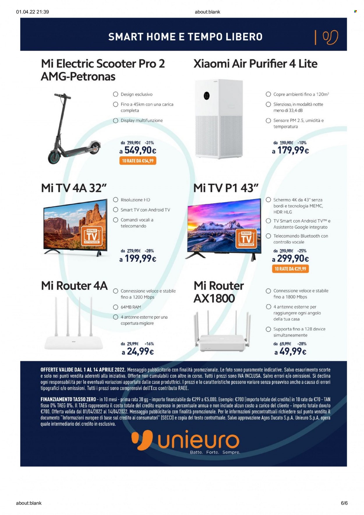 Volantino Unieuro - 1/4/2022 - 14/4/2022. Pagina 6