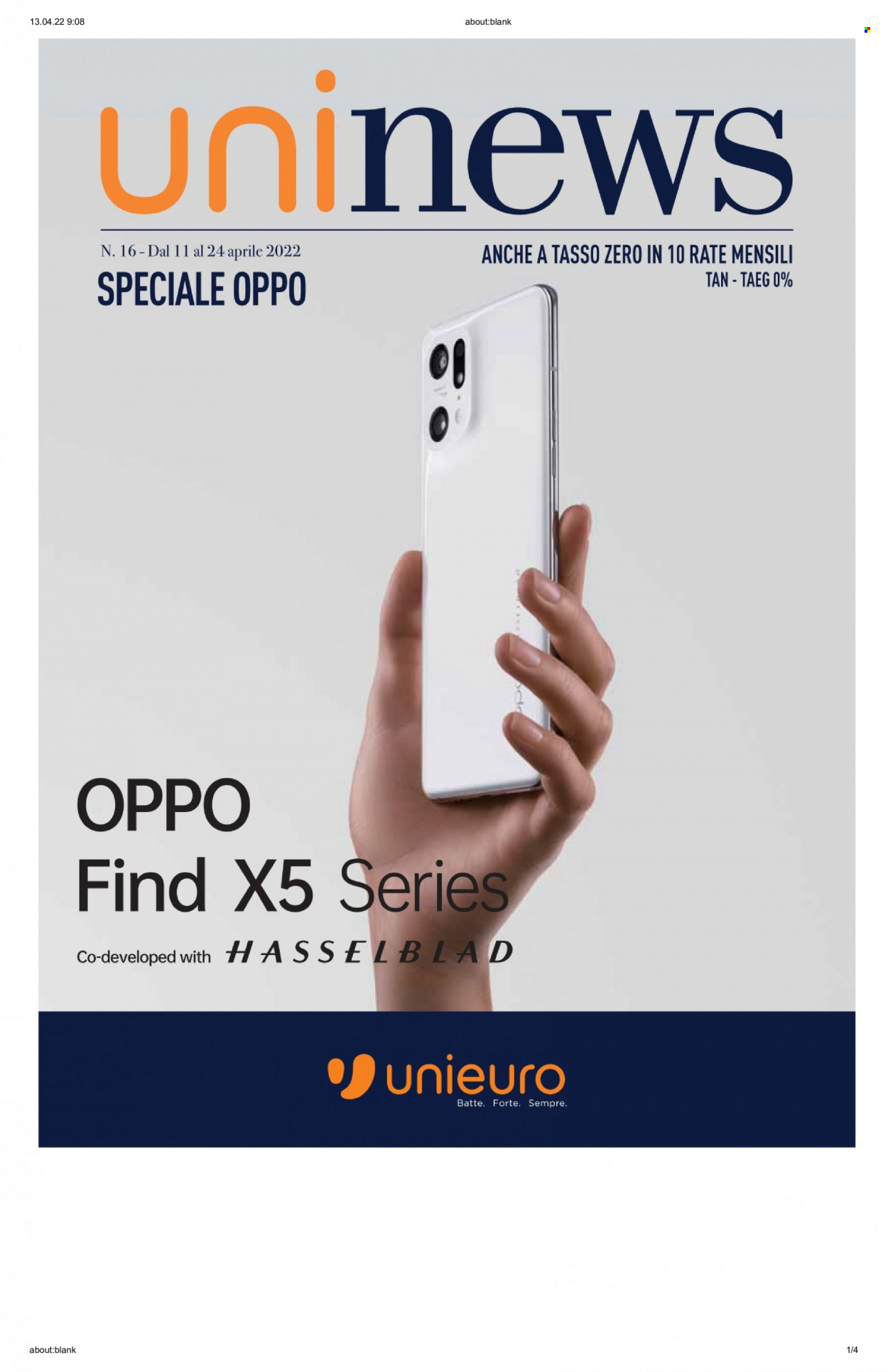 Volantino Unieuro - 11/4/2022 - 24/4/2022. Pagina 1