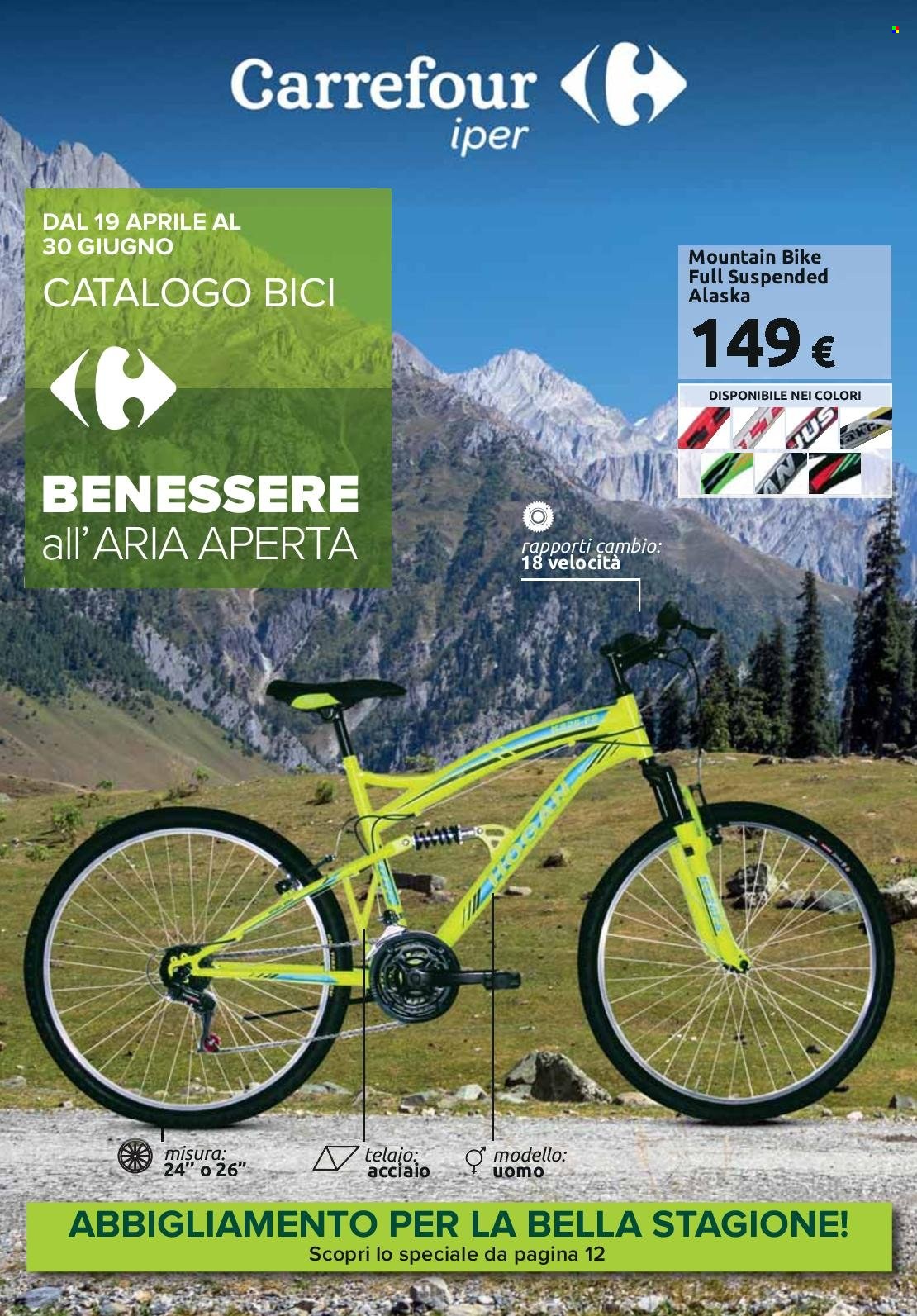 thumbnail - Volantino Carrefour - 19/4/2022 - 30/6/2022 - Prodotti in offerta - bicicletta, mountain bike. Pagina 1.