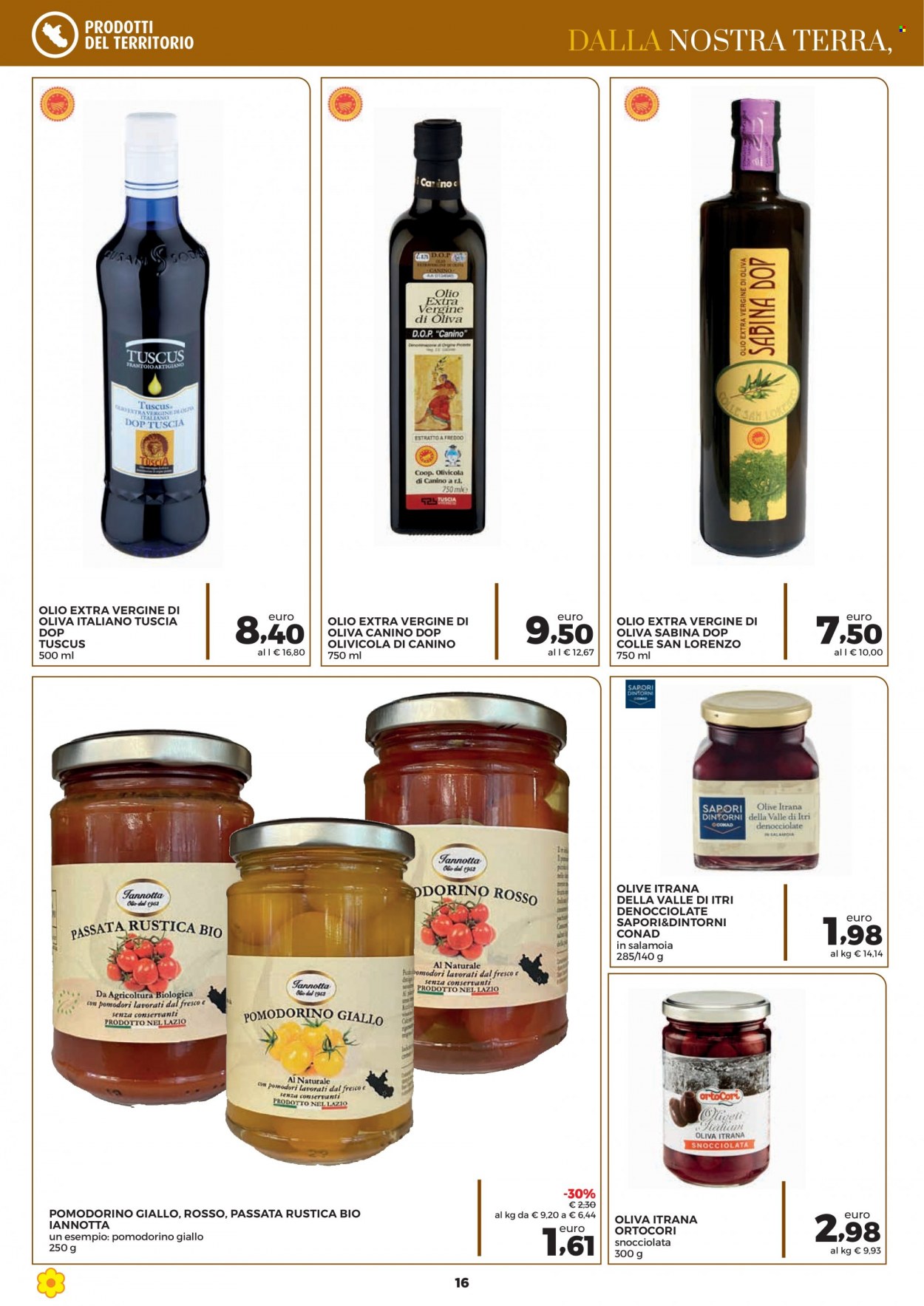thumbnail - Volantino Conad - 1/5/2022 - 31/5/2022 - Prodotti in offerta - pomodorini, pomodori, passata di pomodoro, olive, olio, olio extra vergine di oliva. Pagina 16.
