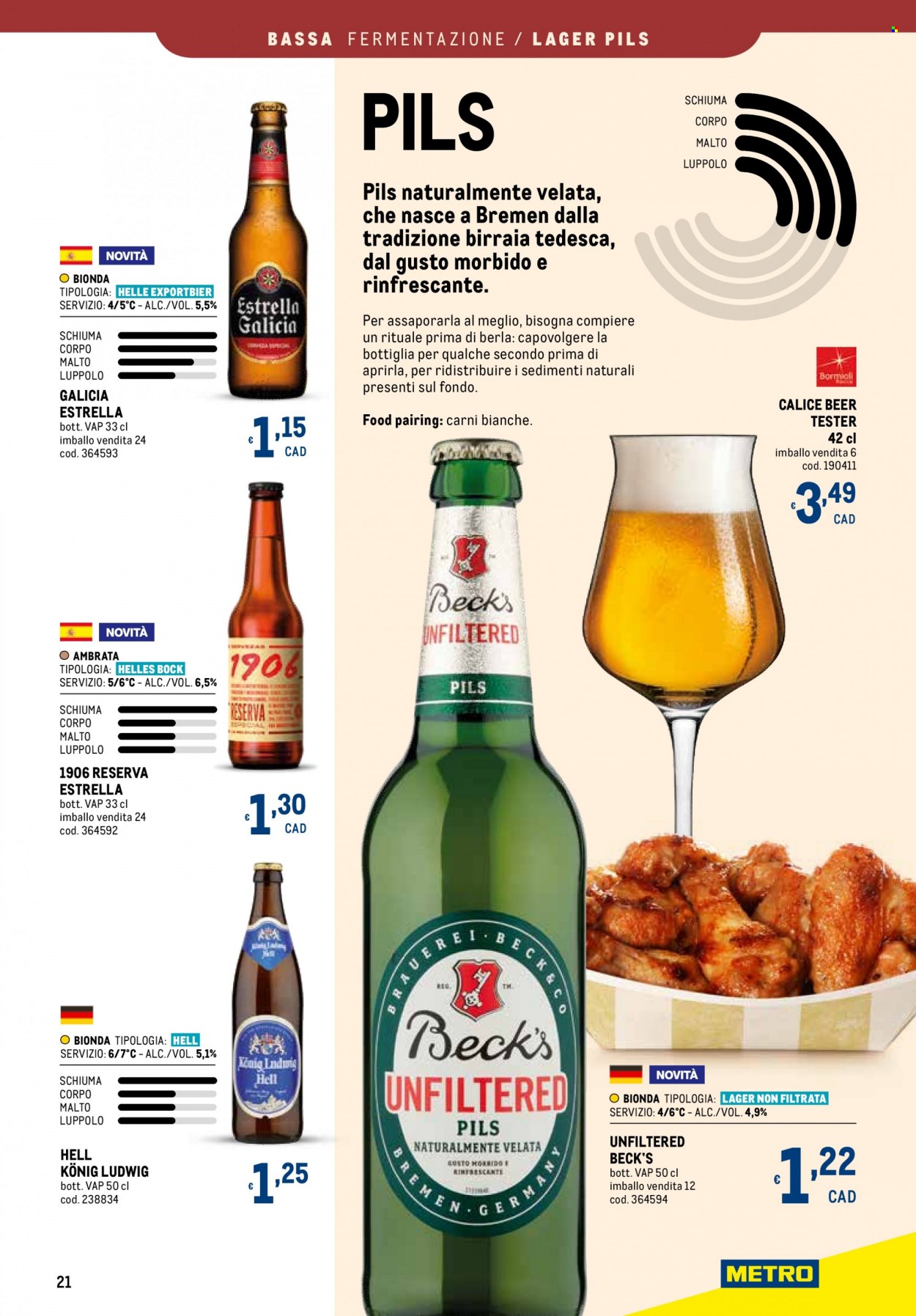 thumbnail - Volantino Metro - 5/5/2022 - 12/10/2022 - Prodotti in offerta - Beck‘s, birra, birra tipo lager, birra tipo pilsner, König Ludwig, calice. Pagina 21.