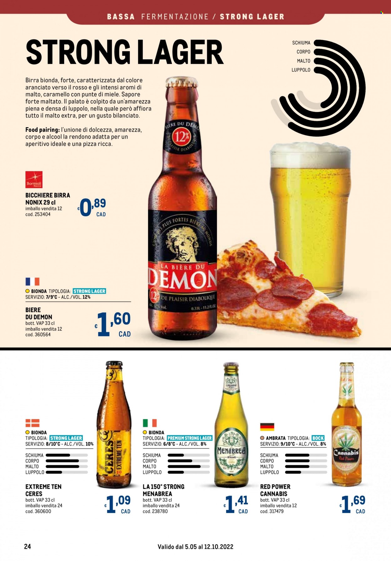 thumbnail - Volantino Metro - 5/5/2022 - 12/10/2022 - Prodotti in offerta - birra tipo lager, Ceres, pizza, aperitivo. Pagina 24.