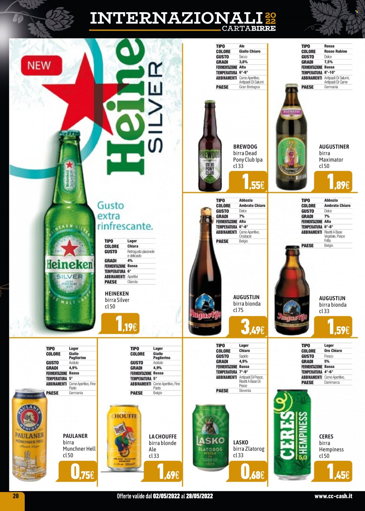 thumbnail - Volantino C+C Cash & Carry - 2/5/2022 - 28/5/2022 - Prodotti in offerta - Heineken, birra, birra tipo IPA, birra tipo lager, Paulaner, Ceres, Brewdog. Pagina 20.