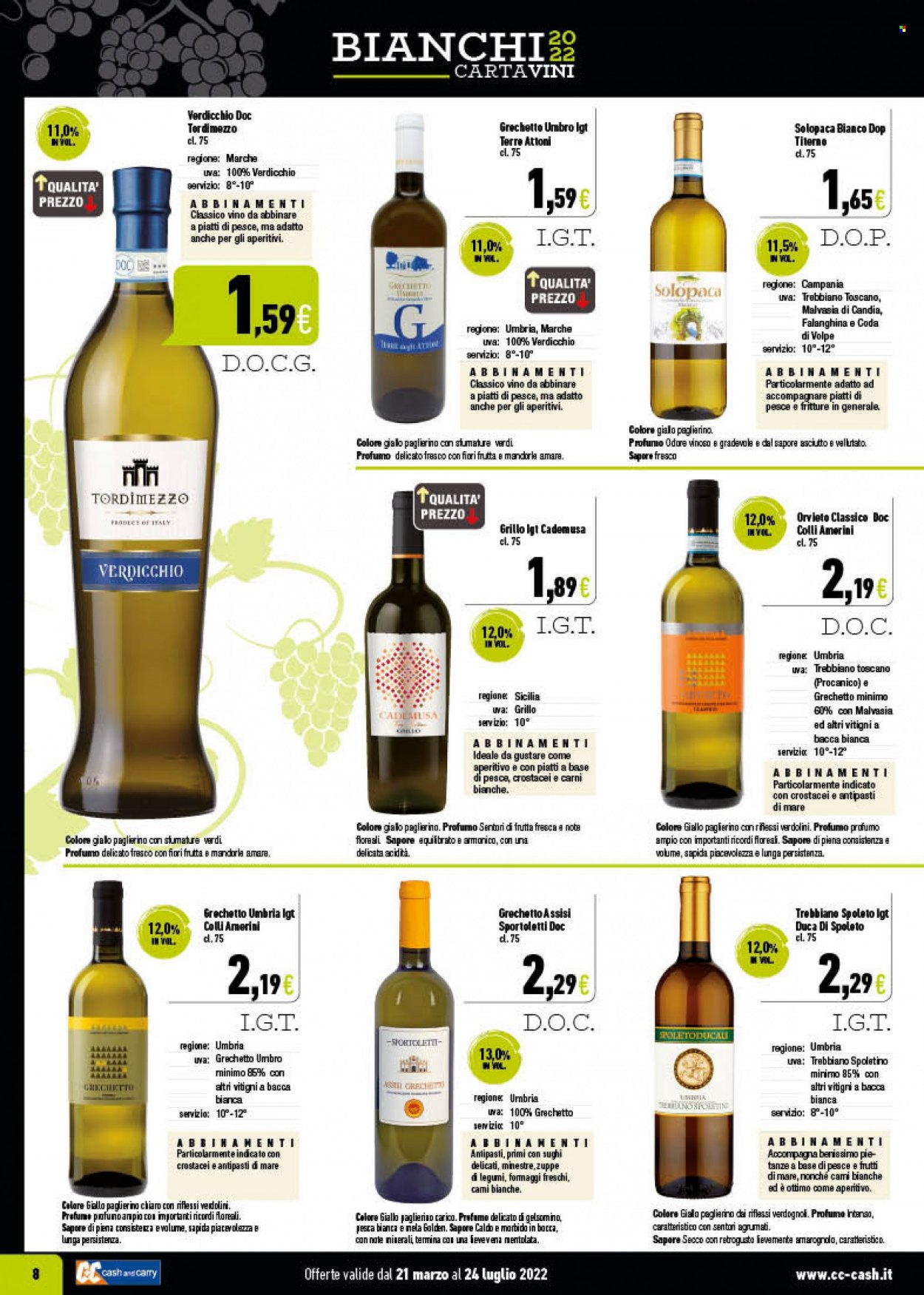thumbnail - Volantino C+C Cash & Carry - 21/3/2022 - 24/7/2022 - Prodotti in offerta - vino bianco, vino, Verdicchio, Trebbiano, Malvasia, profumo. Pagina 8.