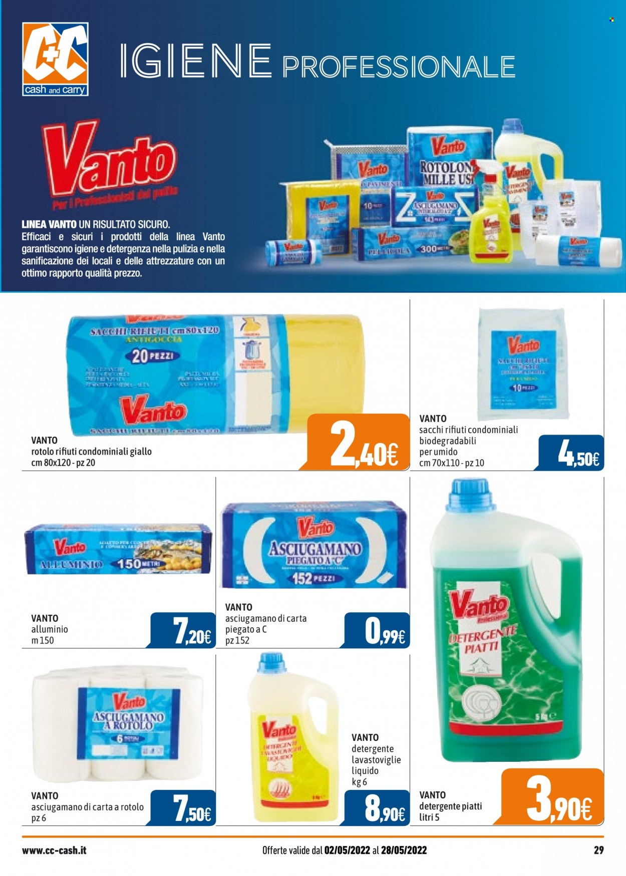 thumbnail - Volantino C+C Cash & Carry - 2/5/2022 - 28/5/2022 - Prodotti in offerta - detergente, detergente per piatti, asciugamano. Pagina 29.