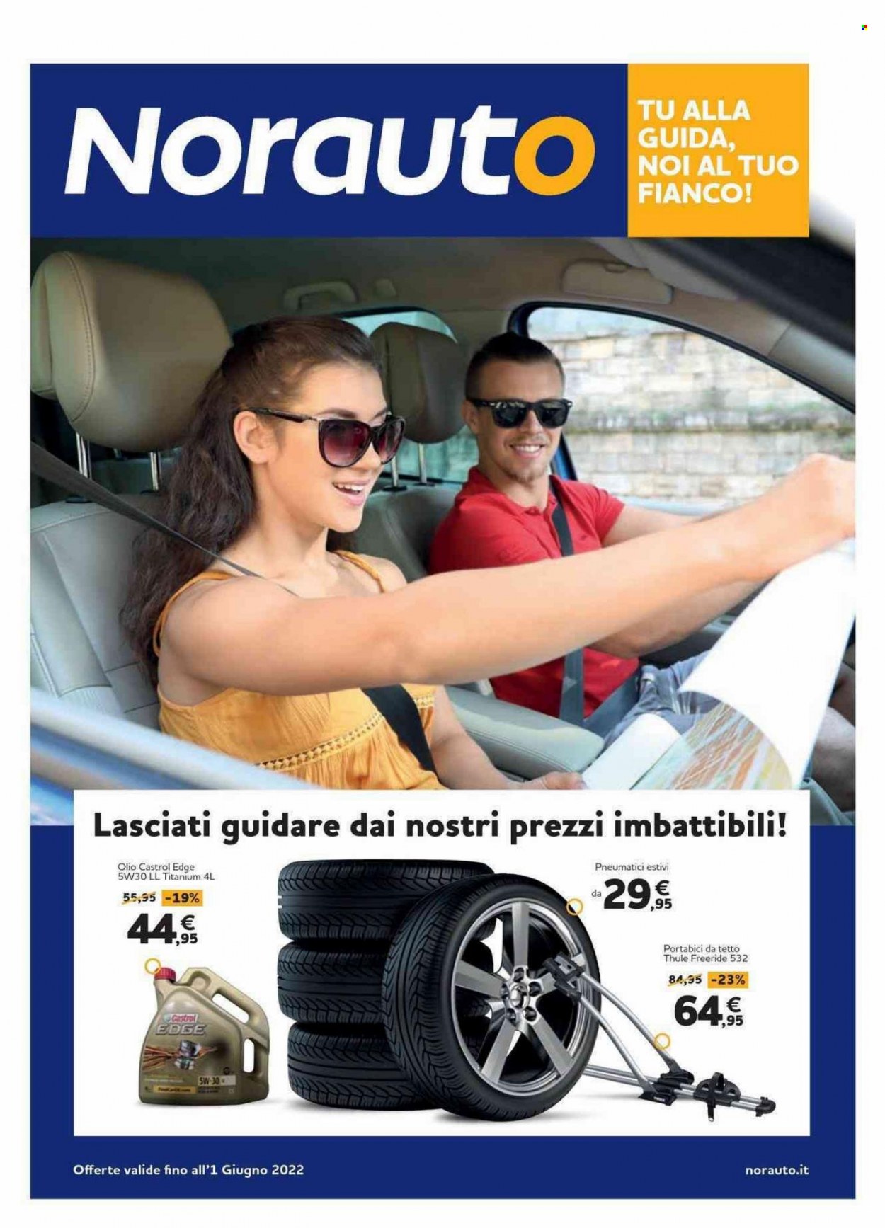 thumbnail - Volantino Norauto - 12/5/2022 - 1/6/2022 - Prodotti in offerta - Thule, portabici, olio motore, Castrol, pneumatici estivi, pneumatici. Pagina 1.