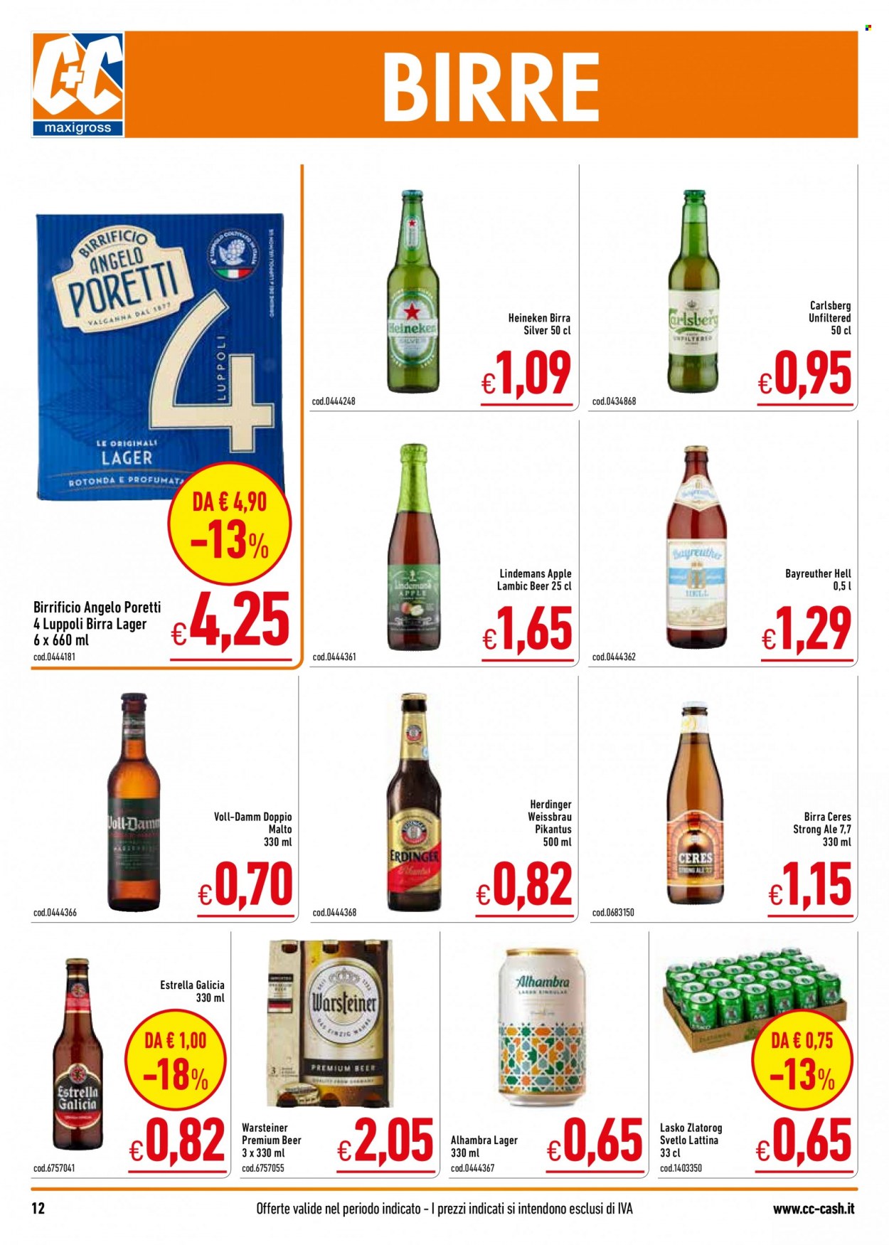 thumbnail - Volantino C+C Cash & Carry - 16/5/2022 - 29/5/2022 - Prodotti in offerta - Heineken, Angelo Poretti, birra, Lindemans, birra tipo lambic, birra tipo lager, Warsteiner, Ceres, Apple. Pagina 12.