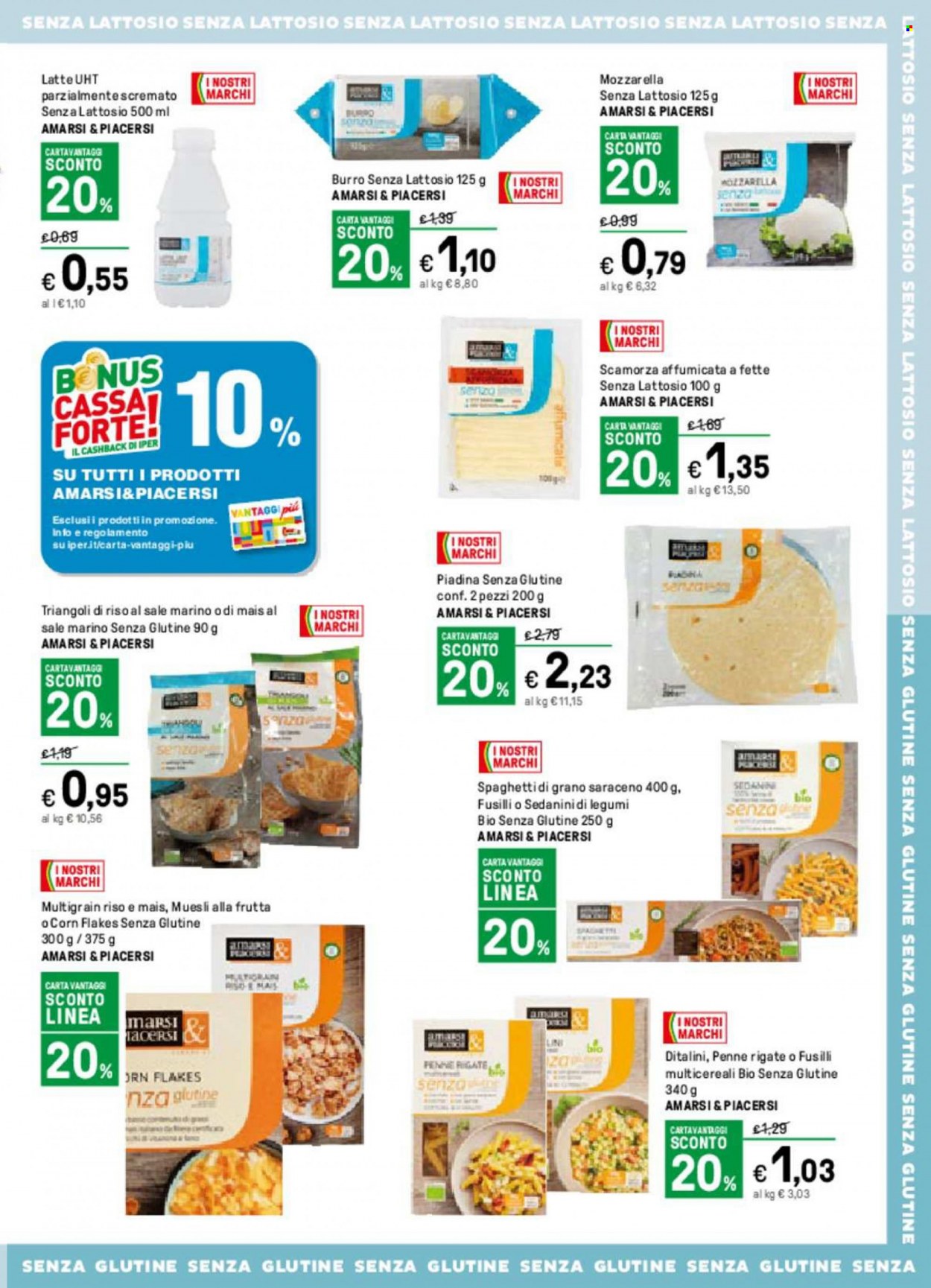 thumbnail - Volantino Iper, La grande i - 16/5/2022 - 29/5/2022 - Prodotti in offerta - piadine, formaggio, scamorza, latte, burro, müsli, riso, penne, grano saraceno, fusilli. Pagina 9.