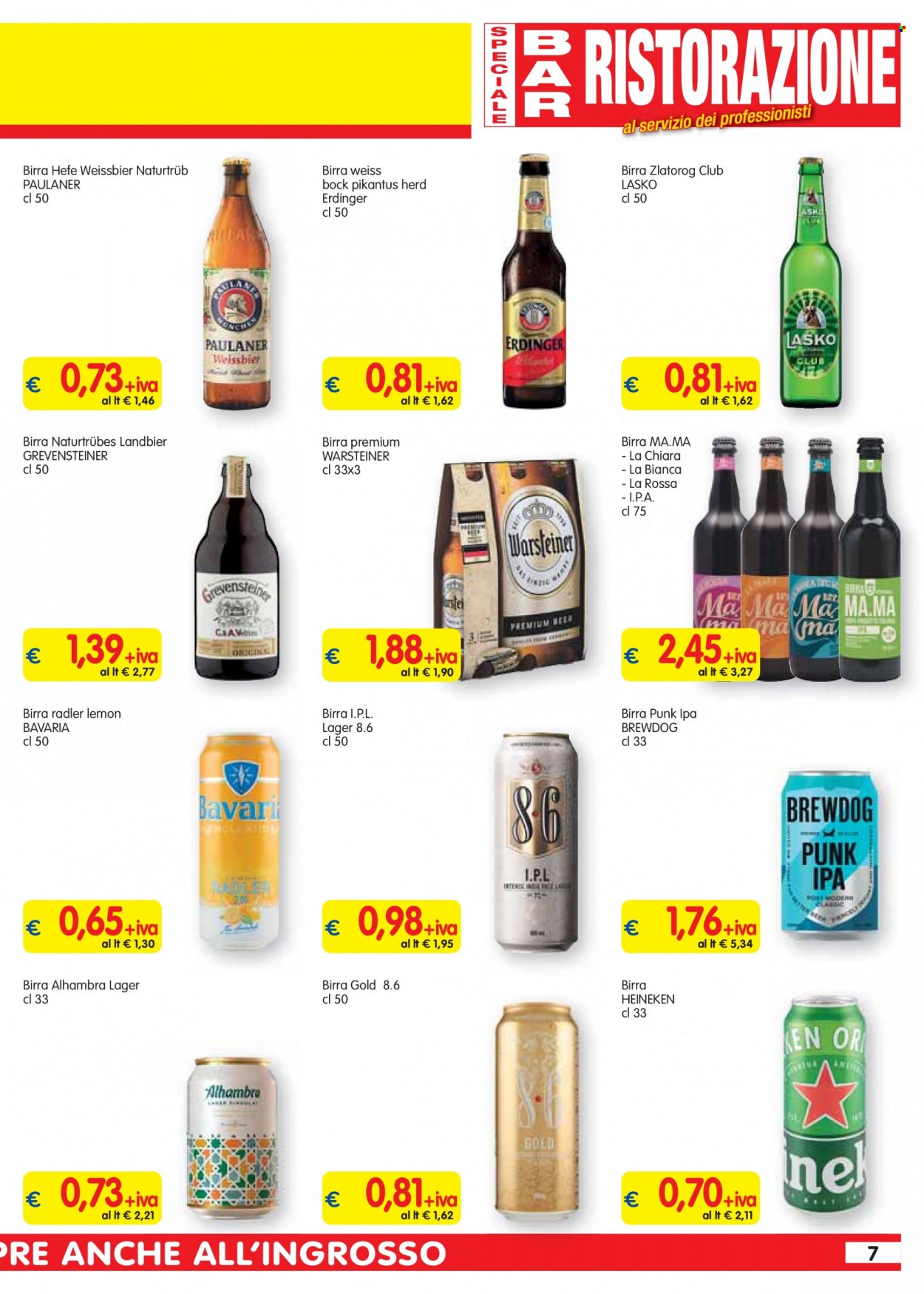 thumbnail - Volantino Famila - 12/5/2022 - 25/5/2022 - Prodotti in offerta - Bavaria, Heineken, birra, birra tipo IPA, birra di frumento, birra tipo lager, Warsteiner, Paulaner, Brewdog. Pagina 7.