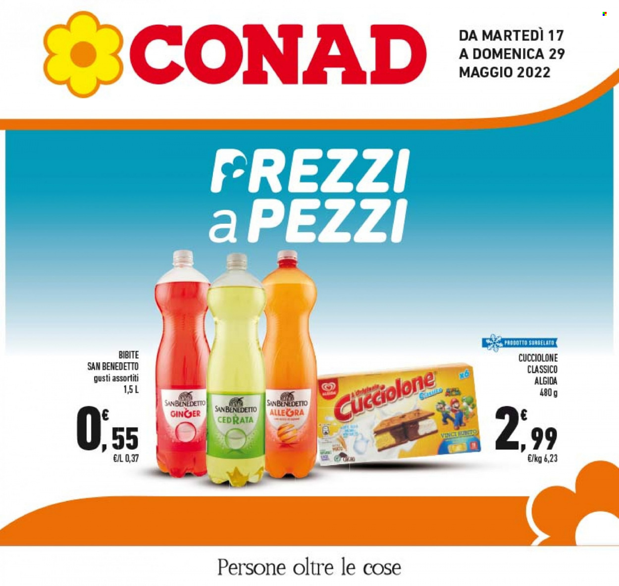 thumbnail - Volantino Conad - 17/5/2022 - 29/5/2022 - Prodotti in offerta - gelato, Algida, San Benedetto, cedrata. Pagina 1.